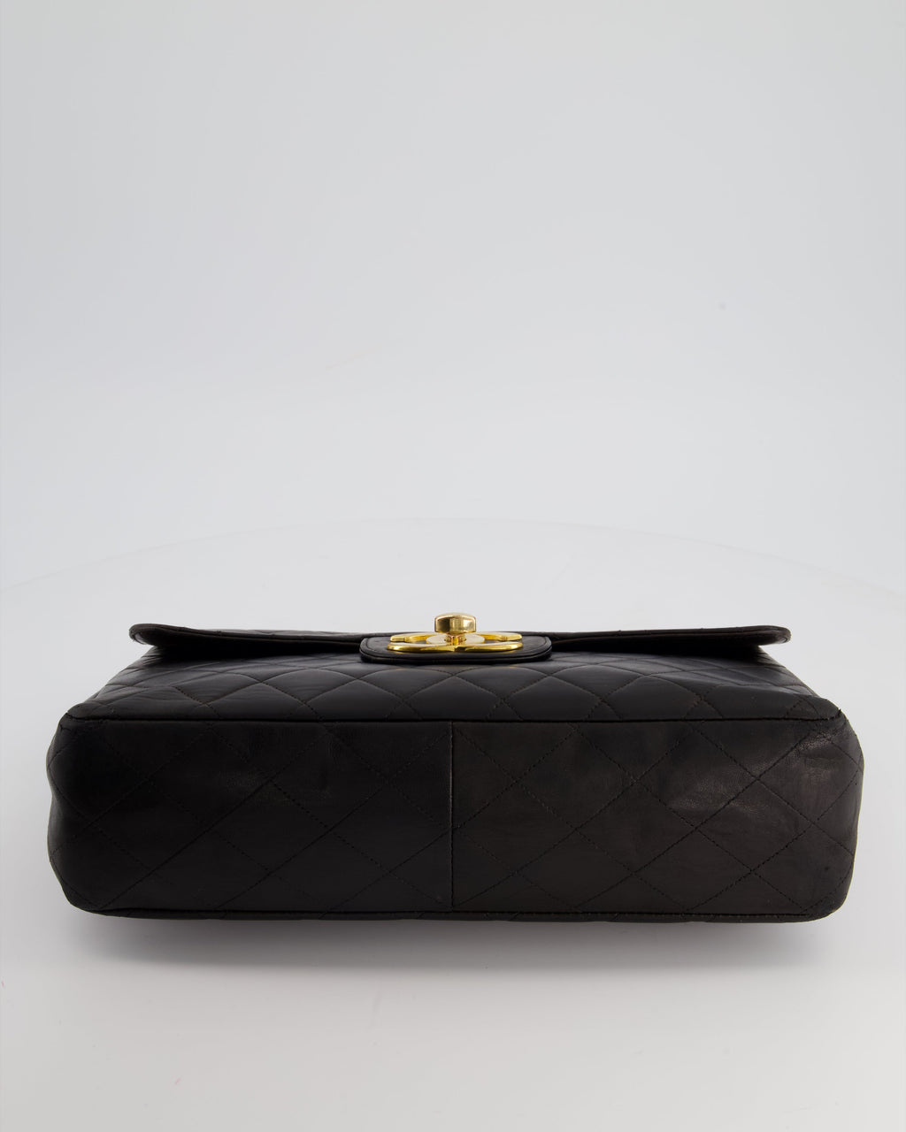 Chanel Black Vintage Maxi Mademoiselle Single Flap Bag in Lambskin with 24K Gold Hardware