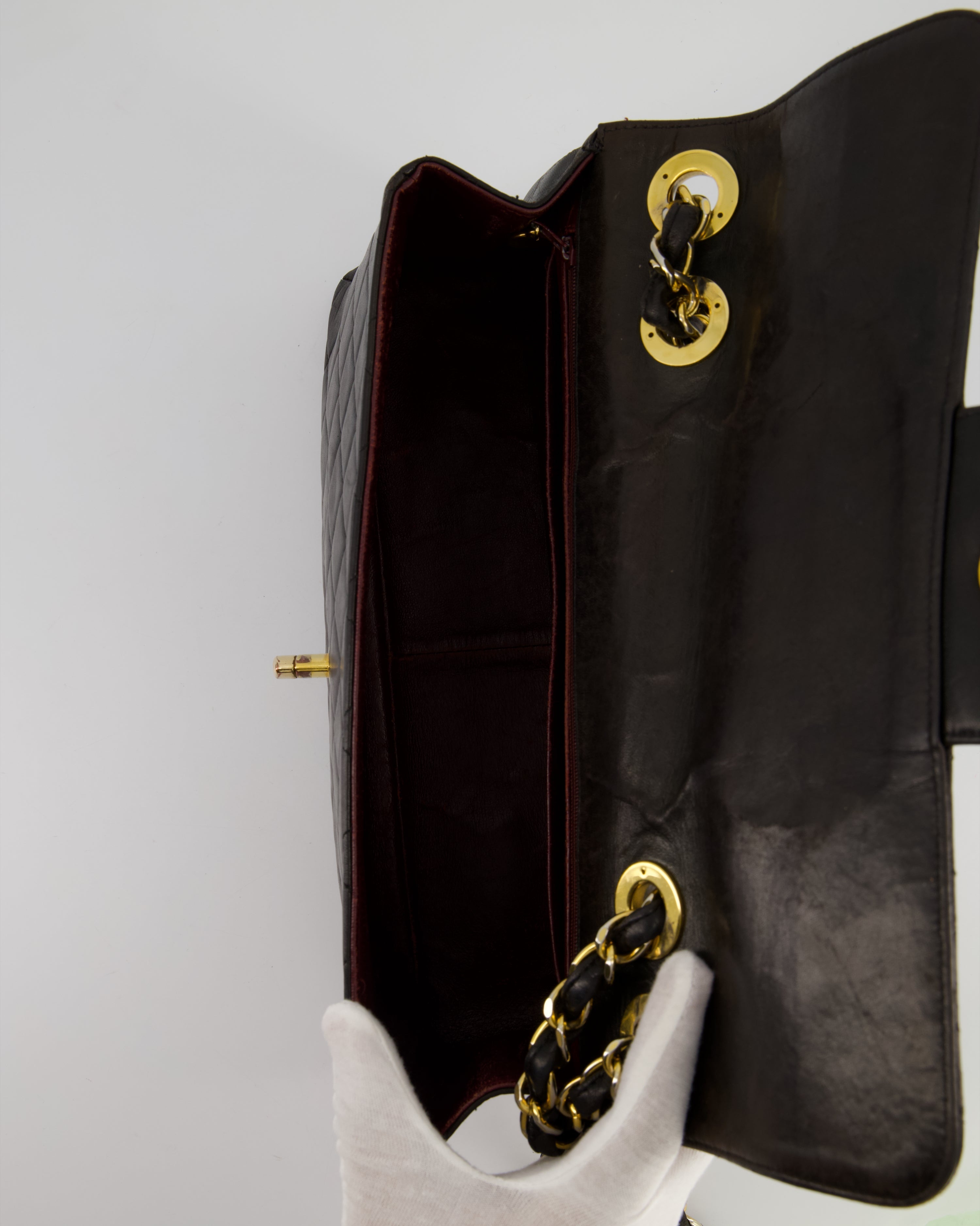 Chanel Black Vintage Maxi Mademoiselle Single Flap Bag in Lambskin with 24K Gold Hardware