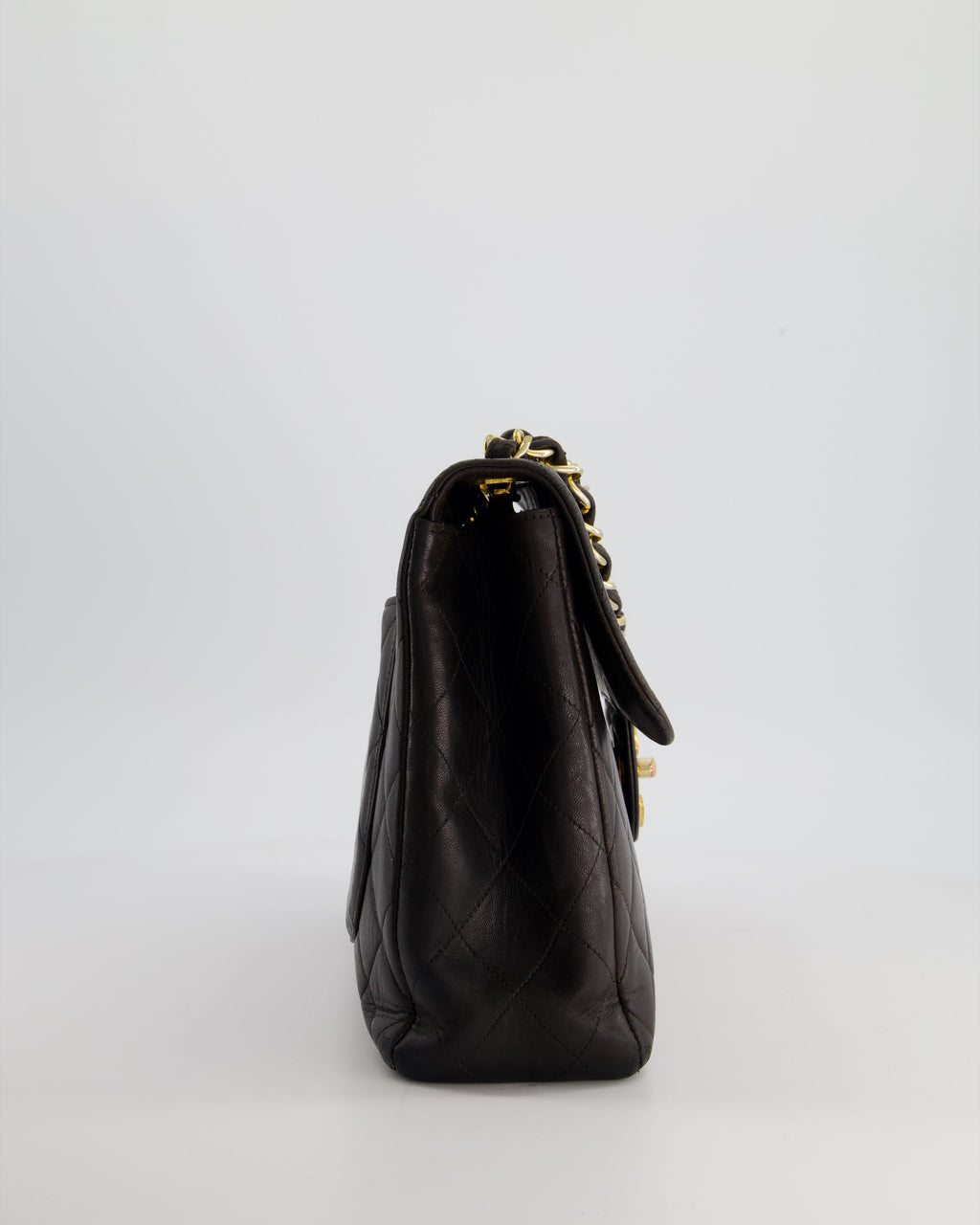 Chanel Black Vintage Maxi Mademoiselle Single Flap Bag in Lambskin with 24K Gold Hardware