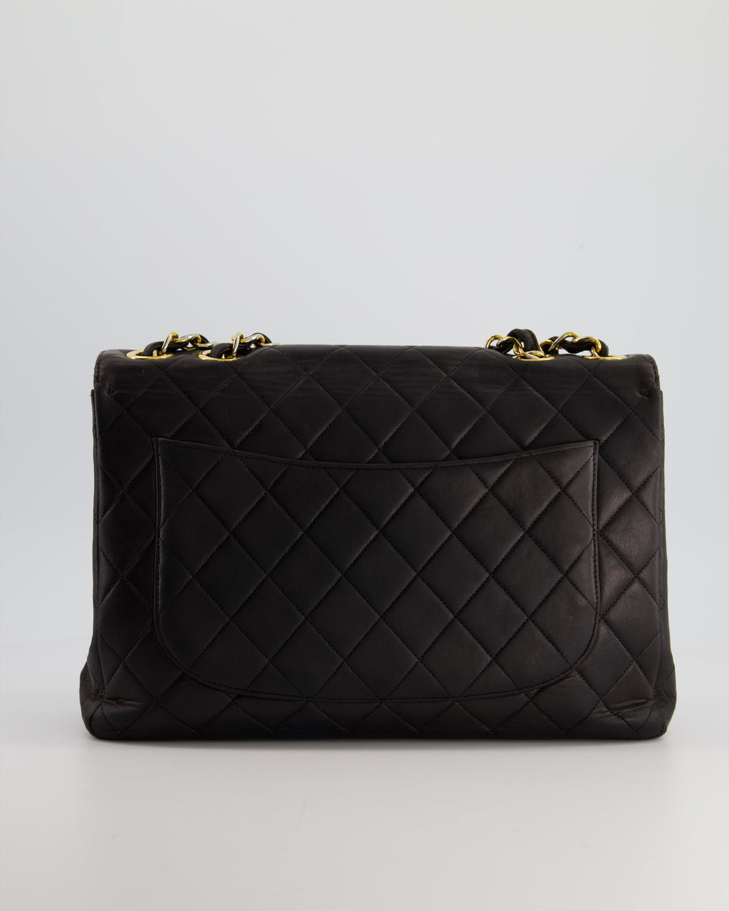 Chanel Black Vintage Maxi Mademoiselle Single Flap Bag in Lambskin with 24K Gold Hardware