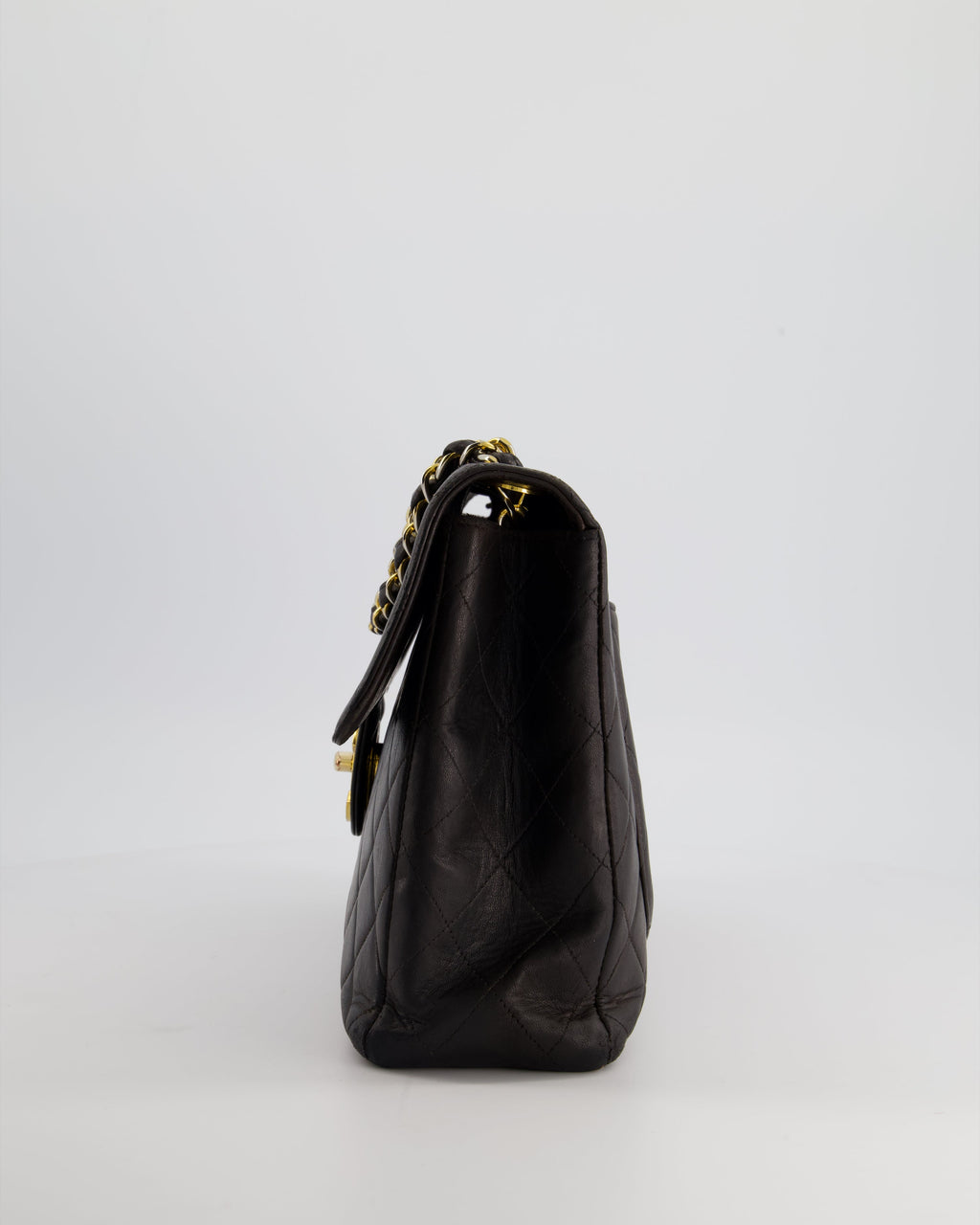 Chanel Black Vintage Maxi Mademoiselle Single Flap Bag in Lambskin with 24K Gold Hardware