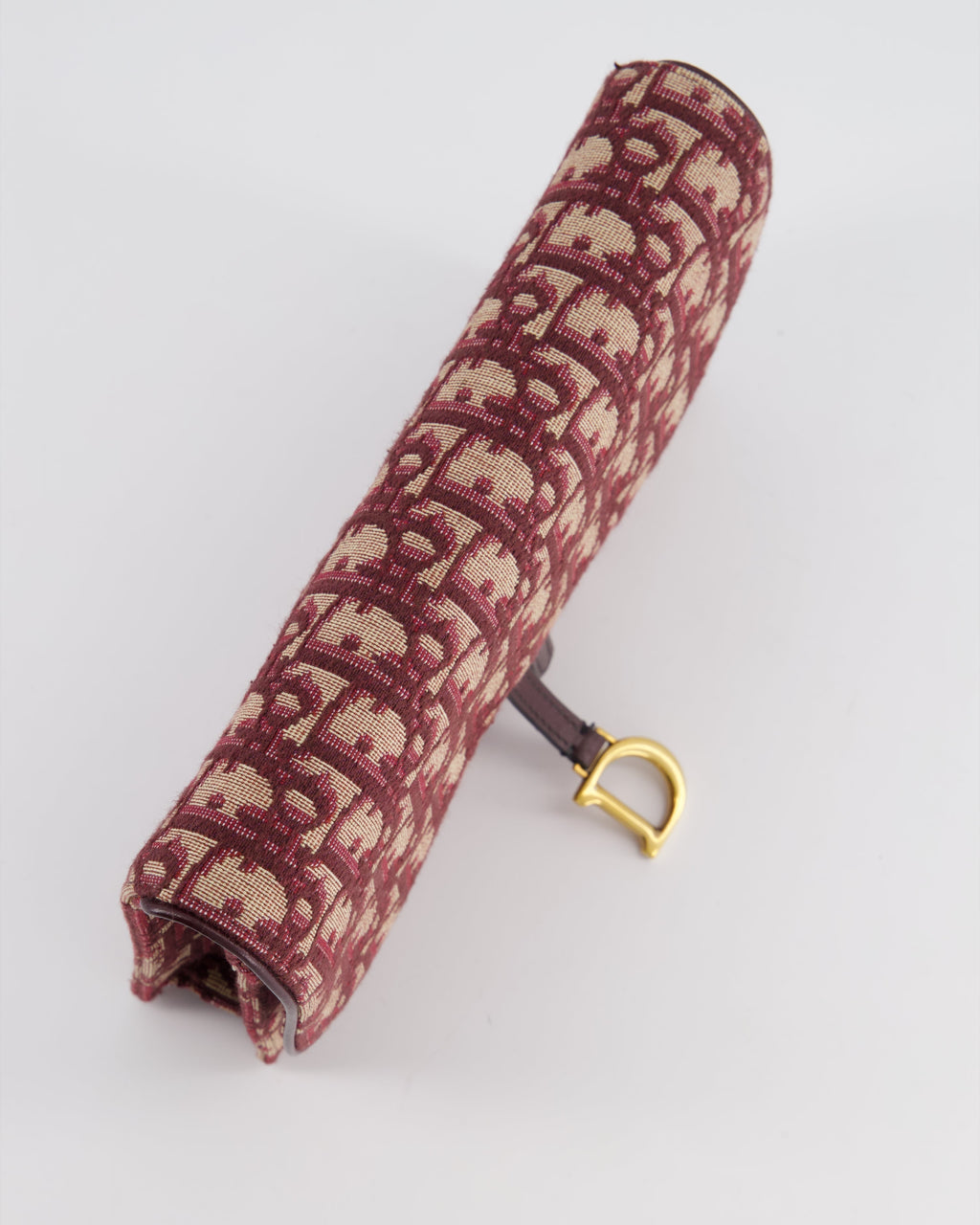 Christian Dior Burgundy Oblique Saddle Pouch with Gold Hardware