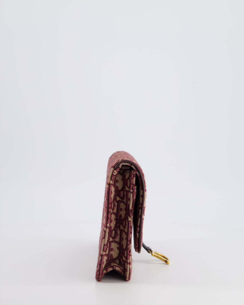 Christian Dior Burgundy Oblique Saddle Pouch with Gold Hardware