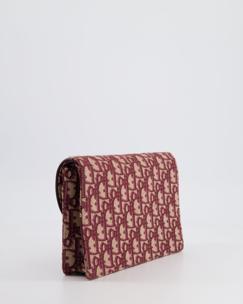 Christian Dior Burgundy Oblique Saddle Pouch with Gold Hardware