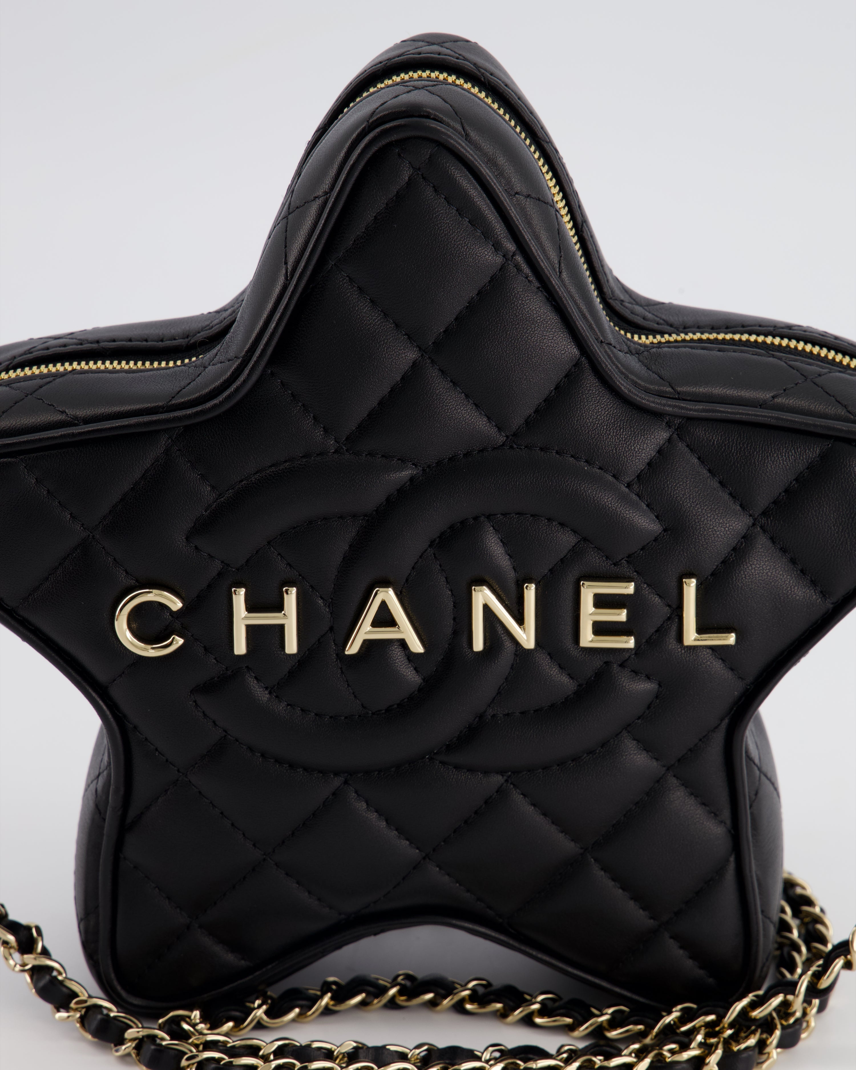 Chanel Black Star Bag in Lambskin Leather with Champagne Gold Hardware