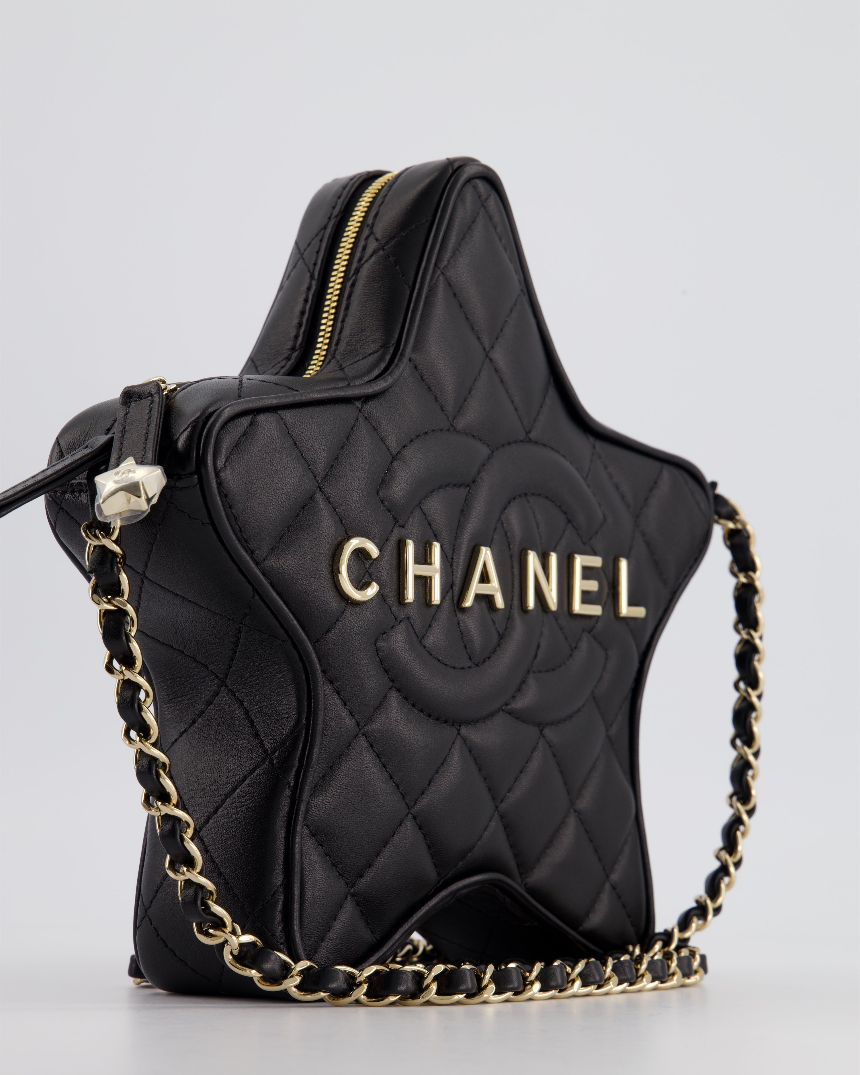 Chanel Black Star Bag in Lambskin Leather with Champagne Gold Hardware