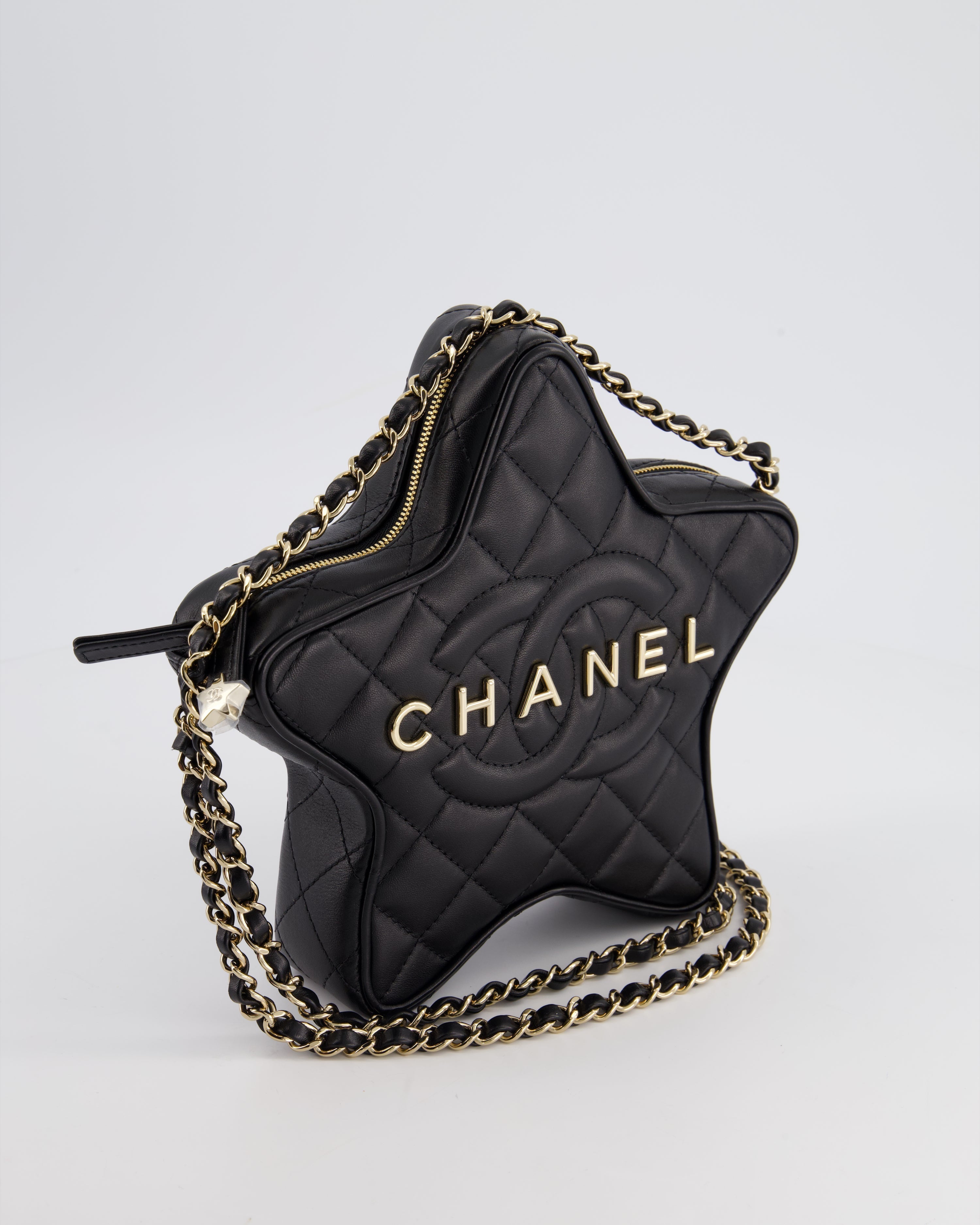 Chanel Black Star Bag in Lambskin Leather with Champagne Gold Hardware