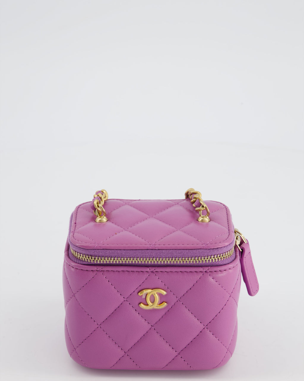 Chanel Purple Coco Crush Mini Vanity Bag in Lambskin Leather with Antique Gold Hardware