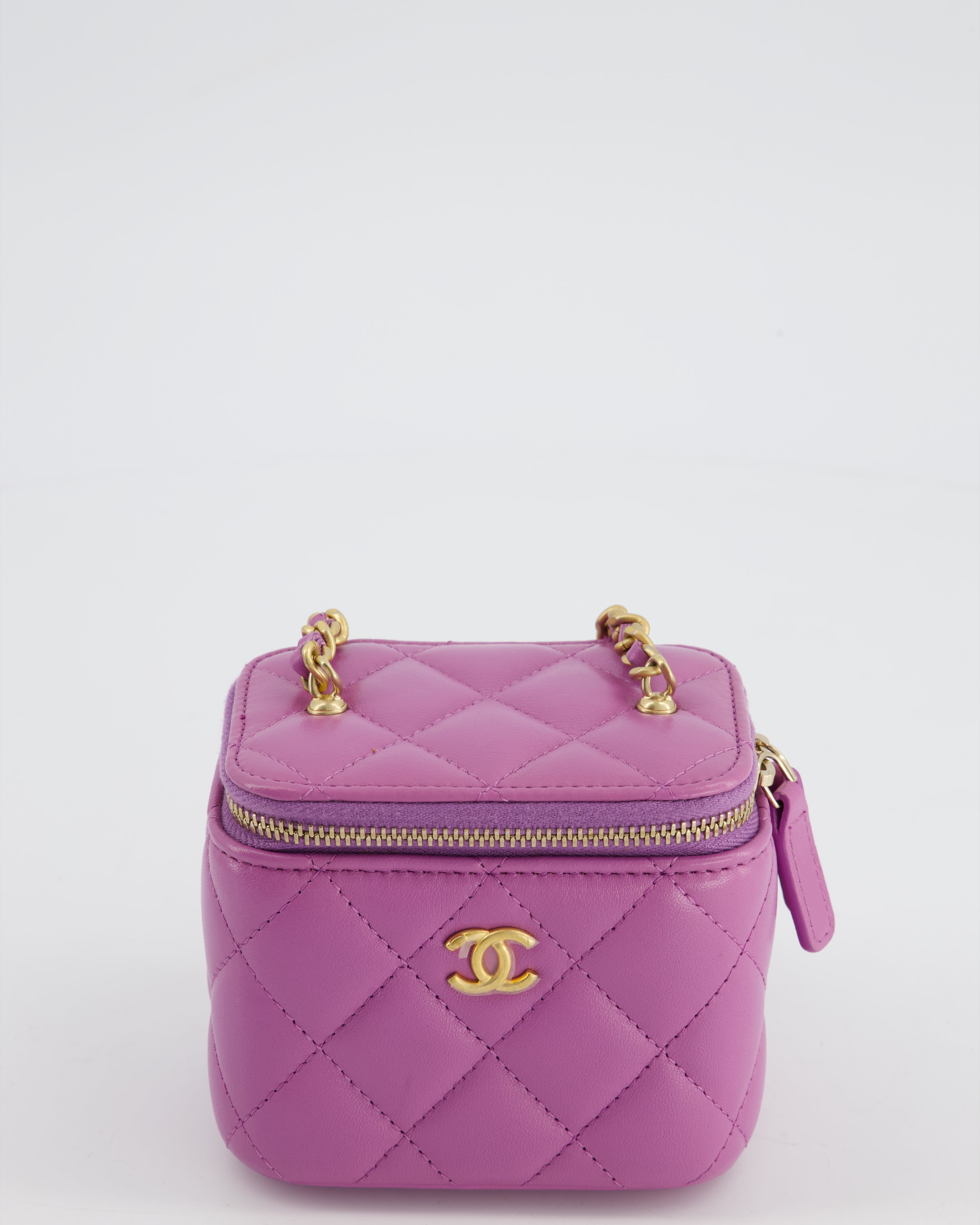 Chanel Purple Coco Crush Mini Vanity Bag in Lambskin Leather with Antique Gold Hardware