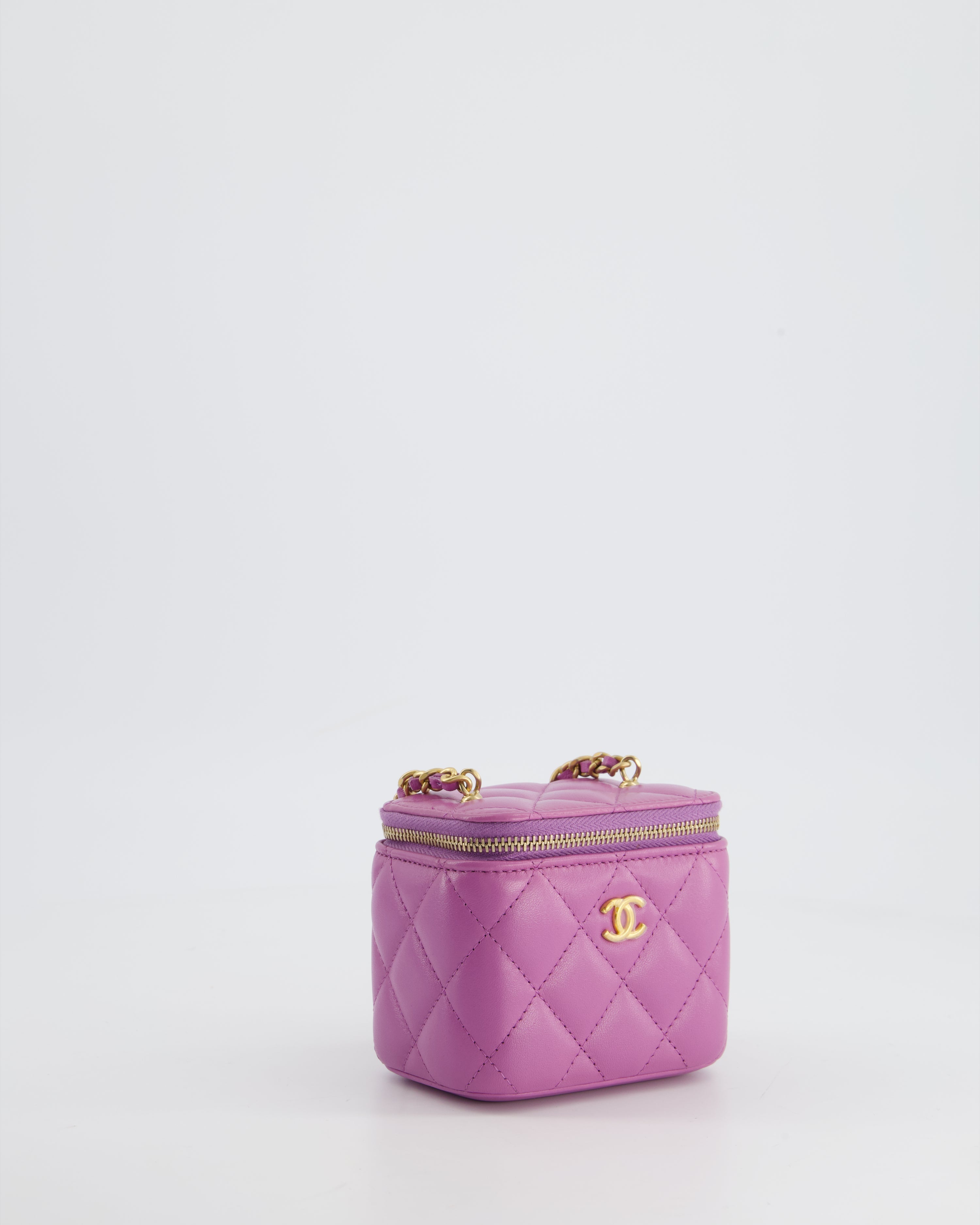 Chanel Purple Coco Crush Mini Vanity Bag in Lambskin Leather with Antique Gold Hardware