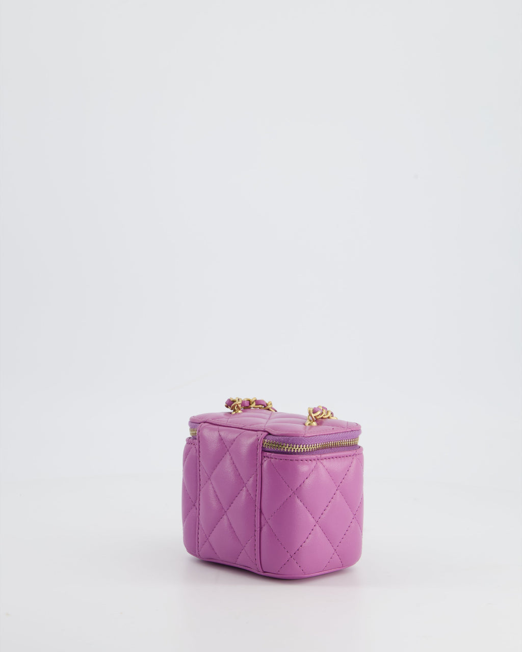 Chanel Purple Coco Crush Mini Vanity Bag in Lambskin Leather with Antique Gold Hardware