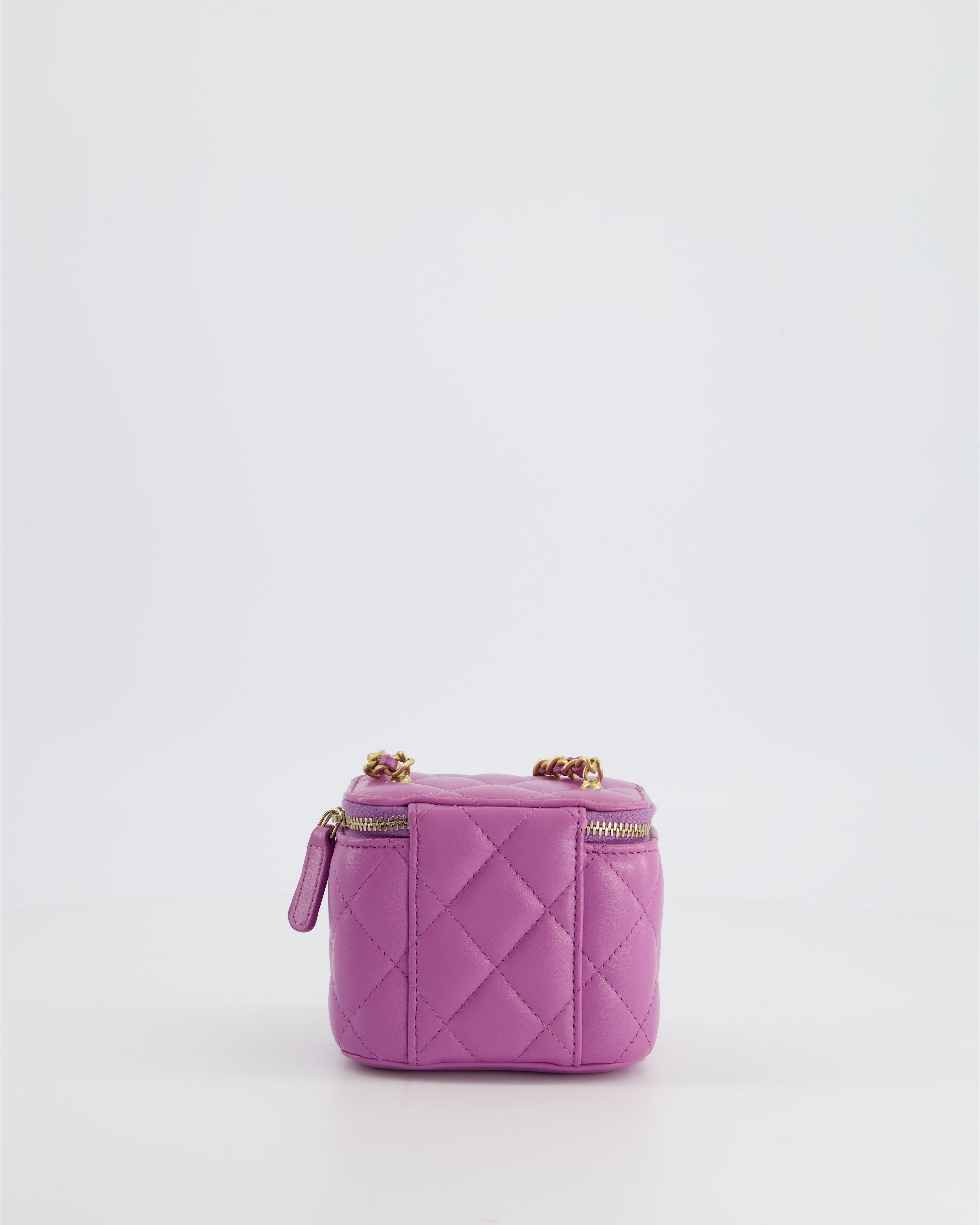 Chanel Purple Coco Crush Mini Vanity Bag in Lambskin Leather with Antique Gold Hardware
