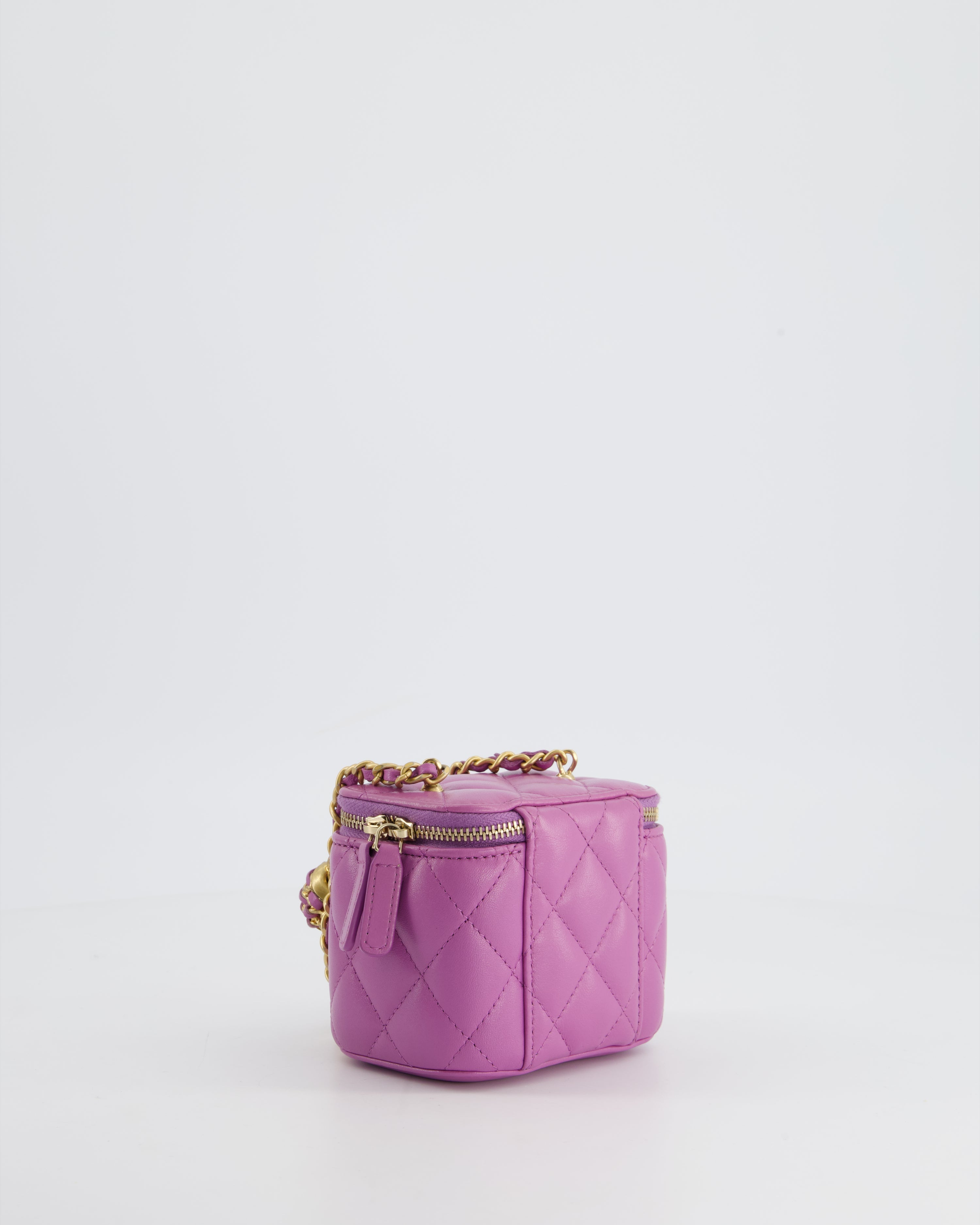 Chanel Purple Coco Crush Mini Vanity Bag in Lambskin Leather with Antique Gold Hardware