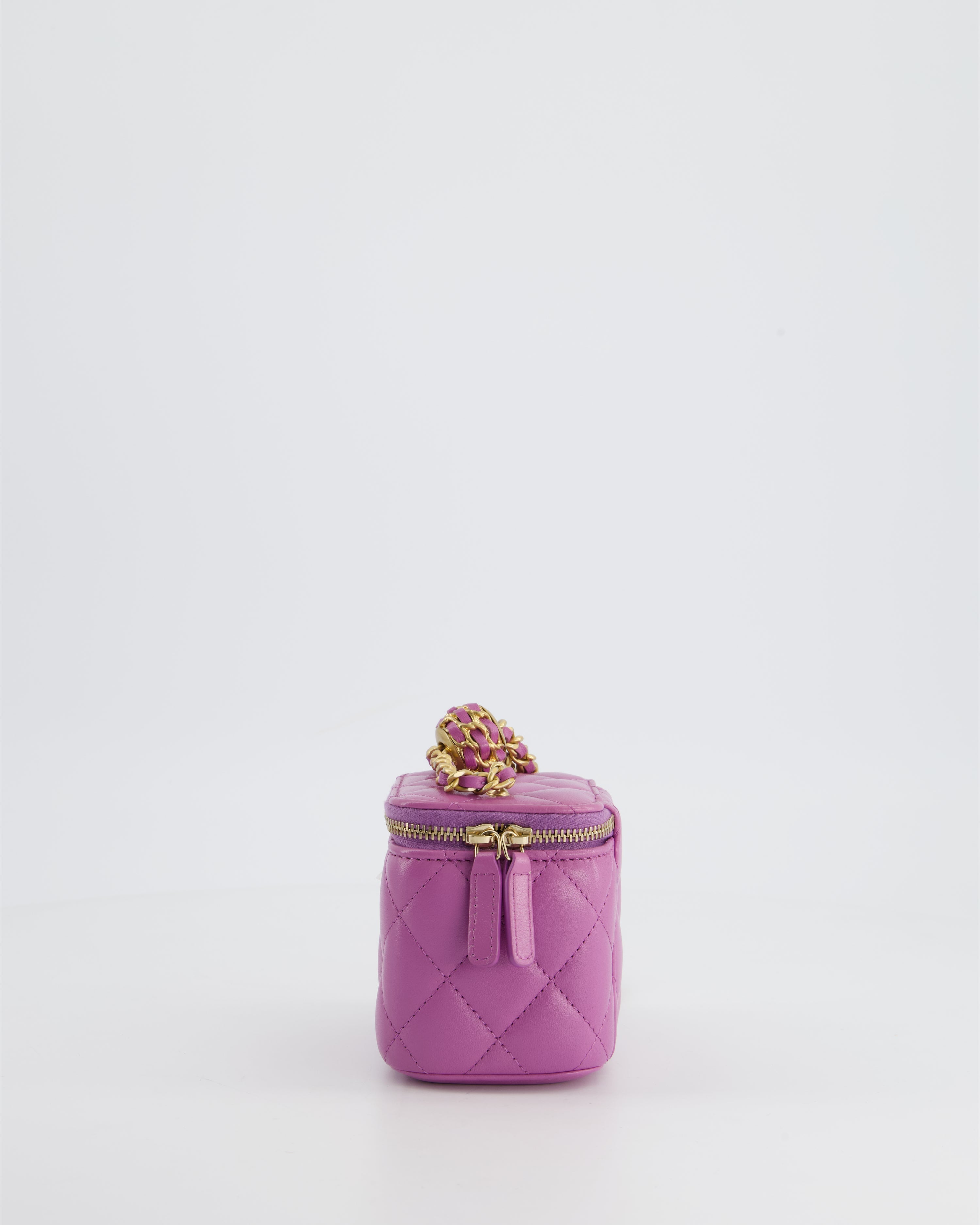 Chanel Purple Coco Crush Mini Vanity Bag in Lambskin Leather with Antique Gold Hardware
