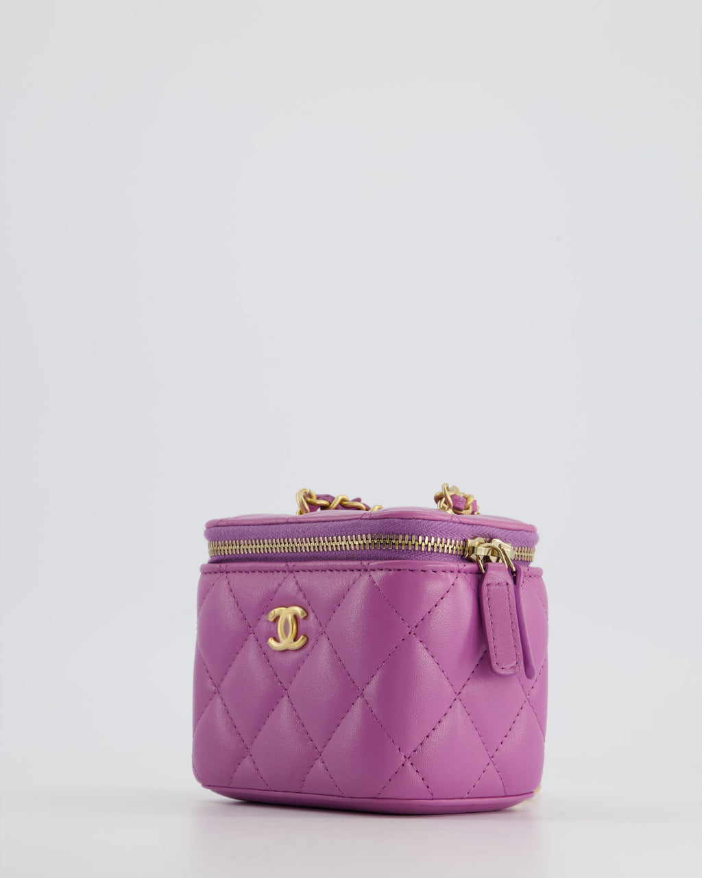 Chanel Purple Coco Crush Mini Vanity Bag in Lambskin Leather with Antique Gold Hardware