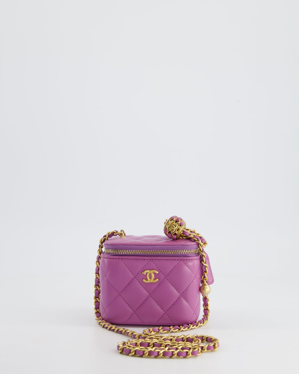 Chanel Purple Coco Crush Mini Vanity Bag in Lambskin Leather with Antique Gold Hardware