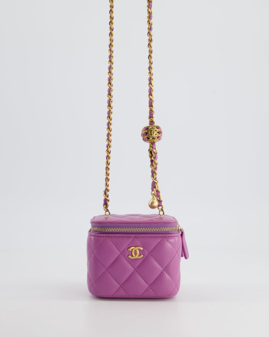 Chanel Purple Coco Crush Mini Vanity Bag in Lambskin Leather with Antique Gold Hardware