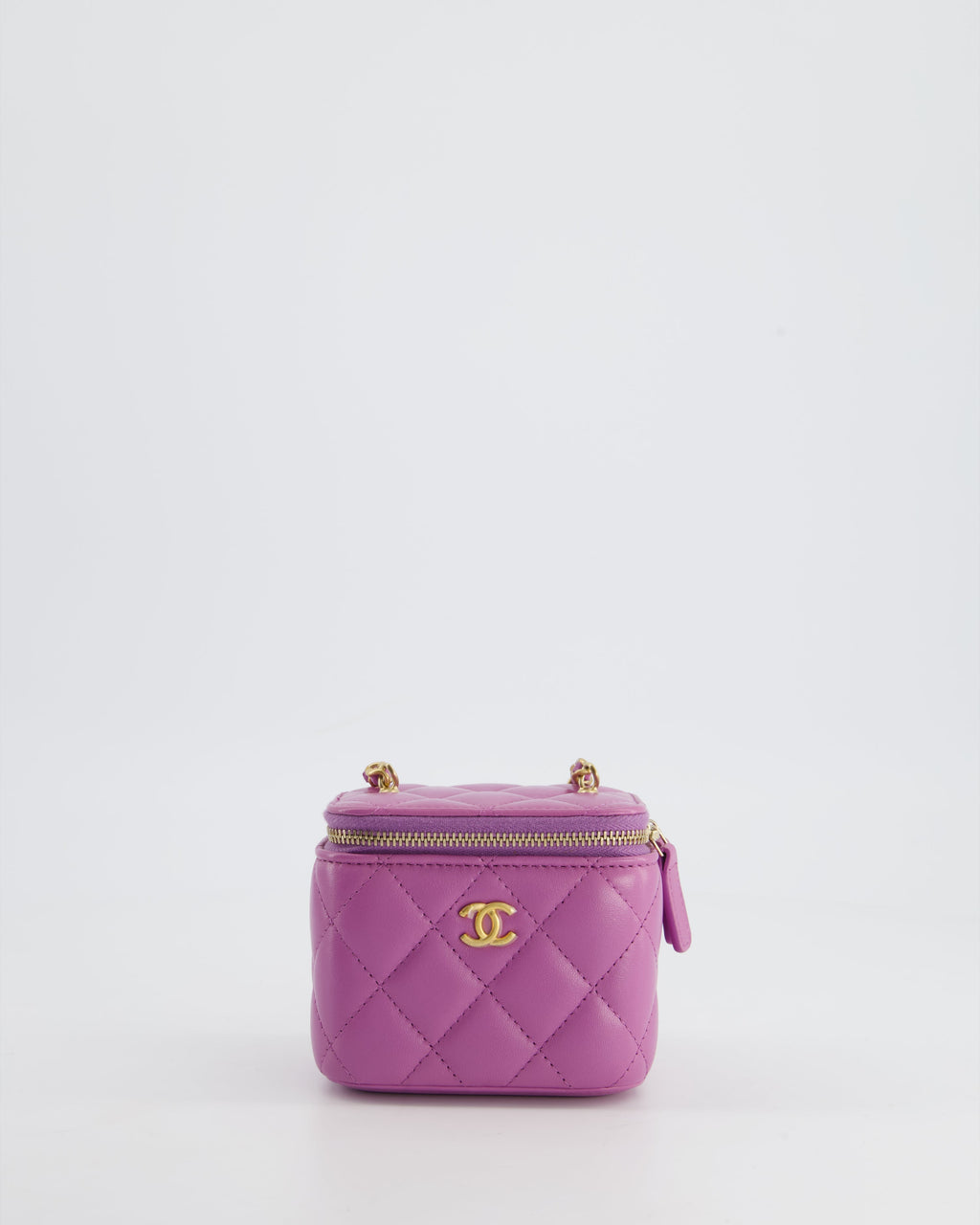 Chanel Purple Coco Crush Mini Vanity Bag in Lambskin Leather with Antique Gold Hardware