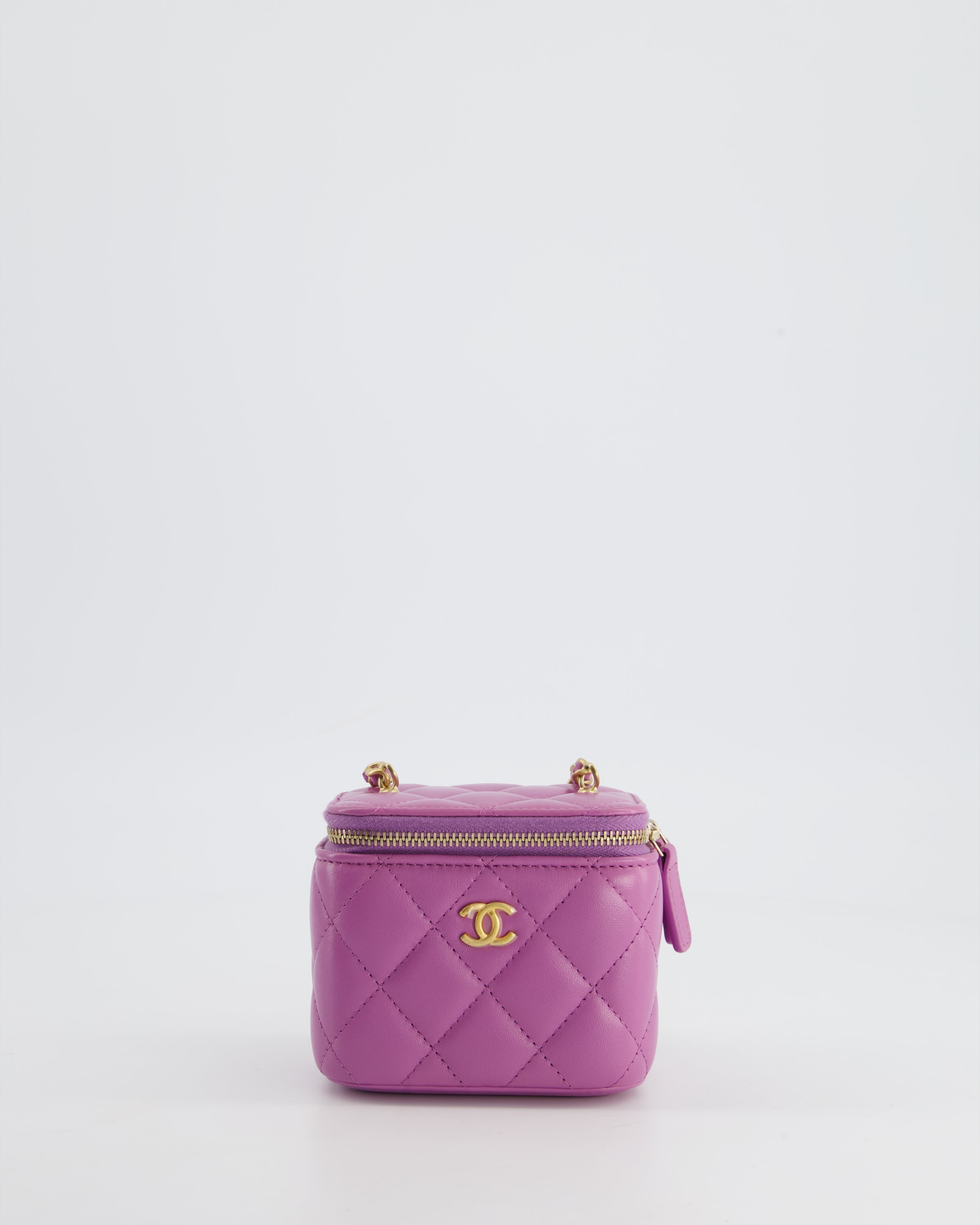 Chanel Purple Coco Crush Mini Vanity Bag in Lambskin Leather with Antique Gold Hardware