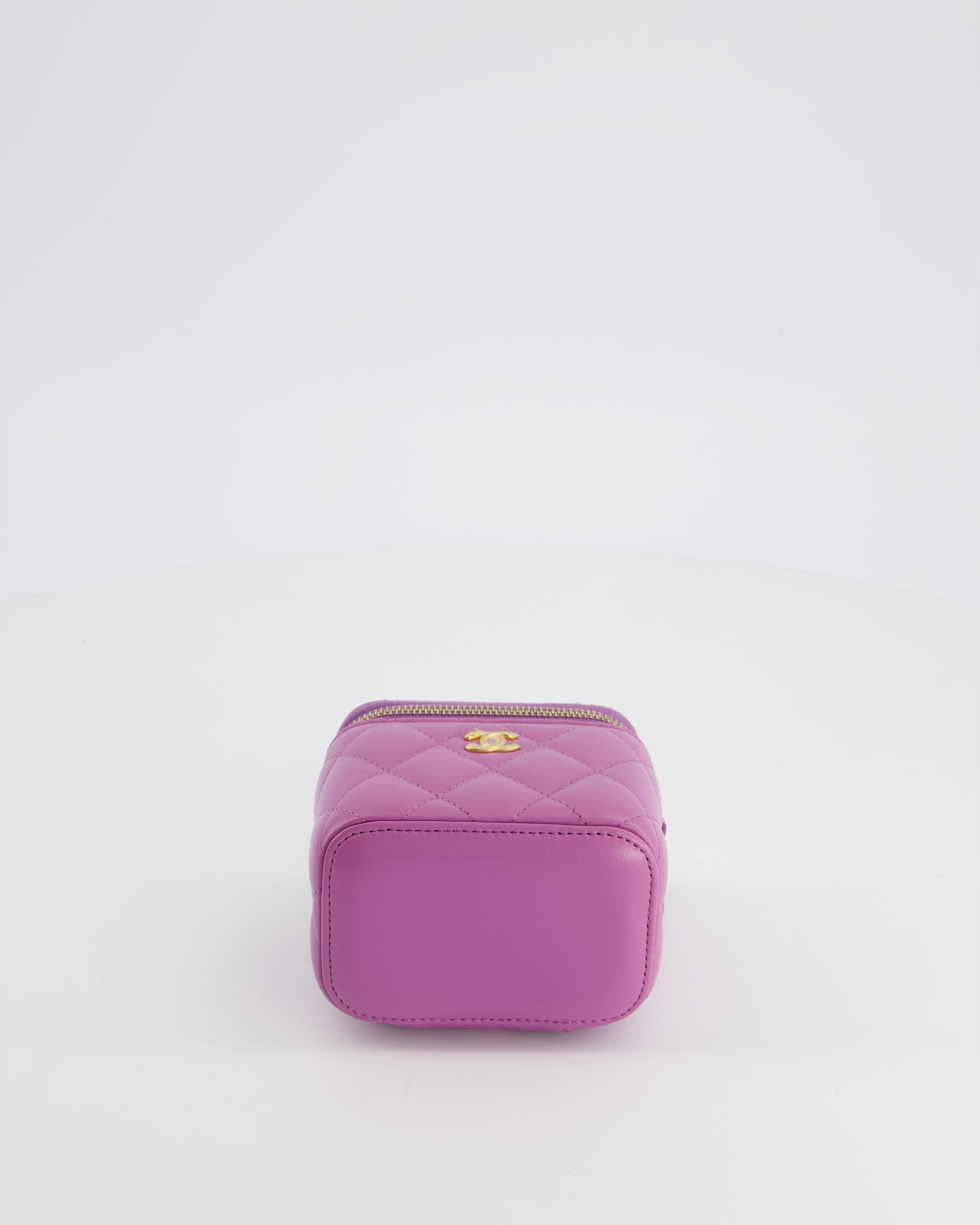 Chanel Purple Coco Crush Mini Vanity Bag in Lambskin Leather with Antique Gold Hardware