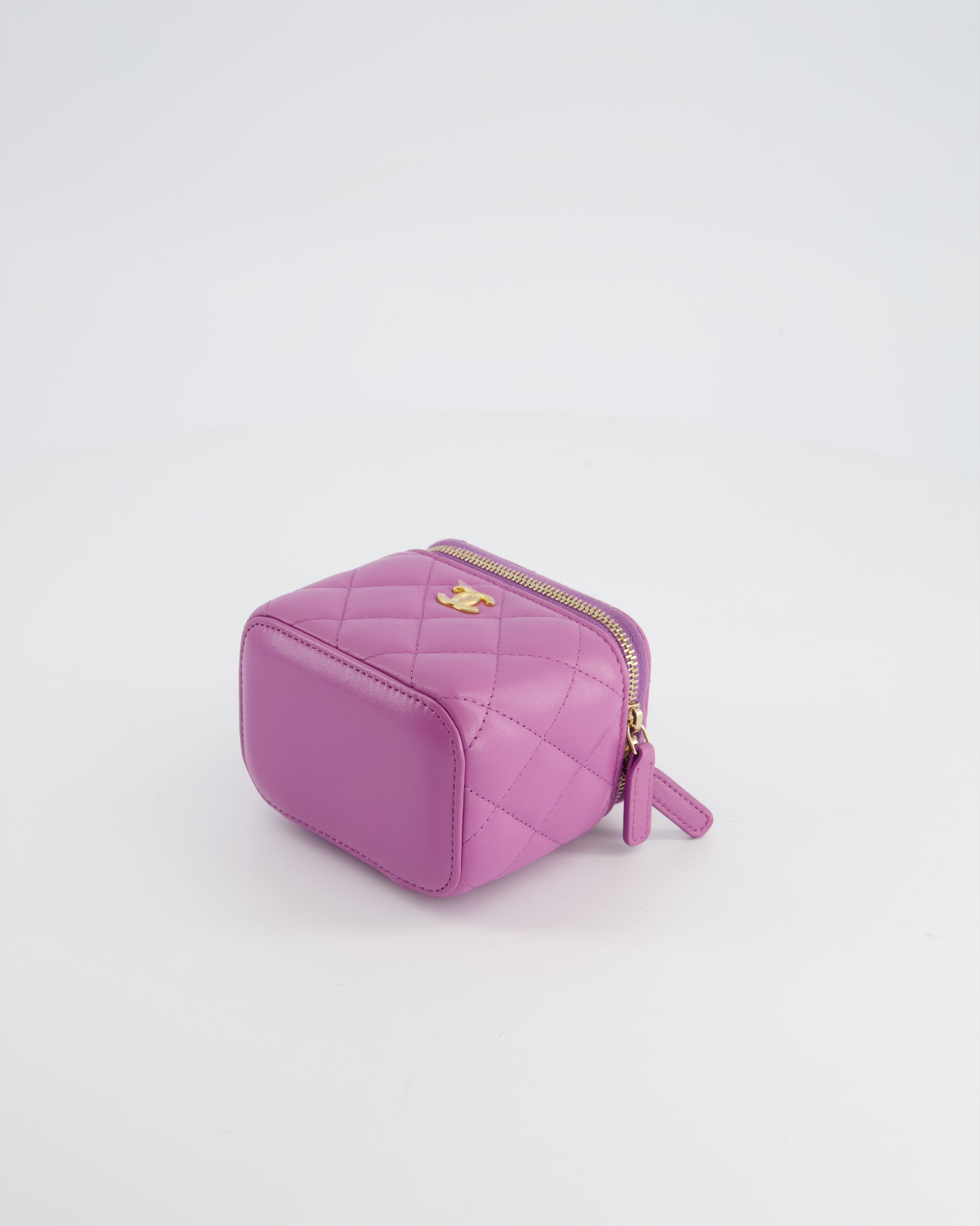 Chanel Purple Coco Crush Mini Vanity Bag in Lambskin Leather with Antique Gold Hardware