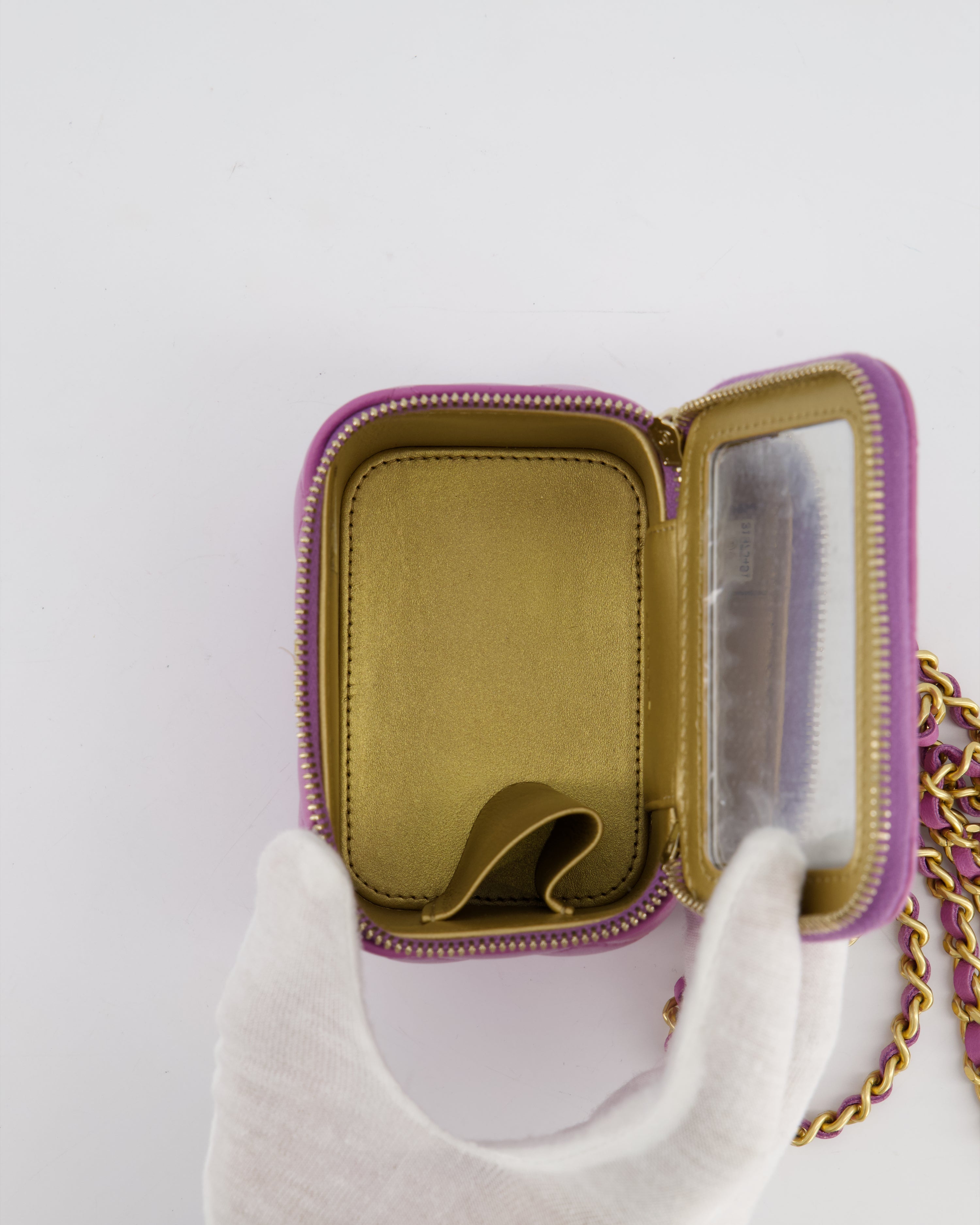 Chanel Purple Coco Crush Mini Vanity Bag in Lambskin Leather with Antique Gold Hardware