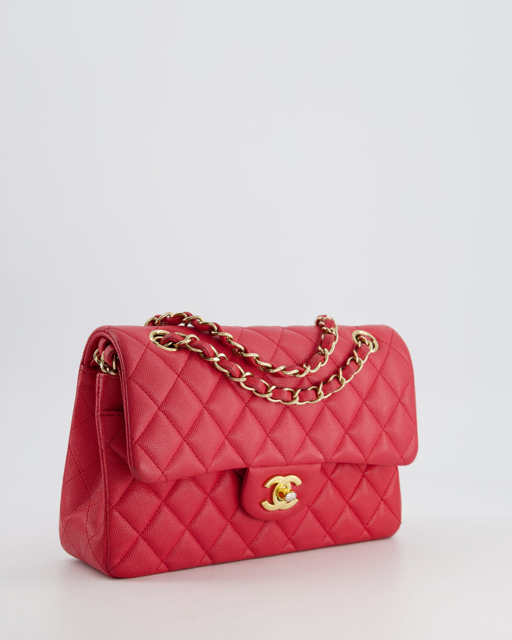 Chanel Pink Small Classic Double Flap Bag in Caviar Leather with Gold Hardware RRP £8,530