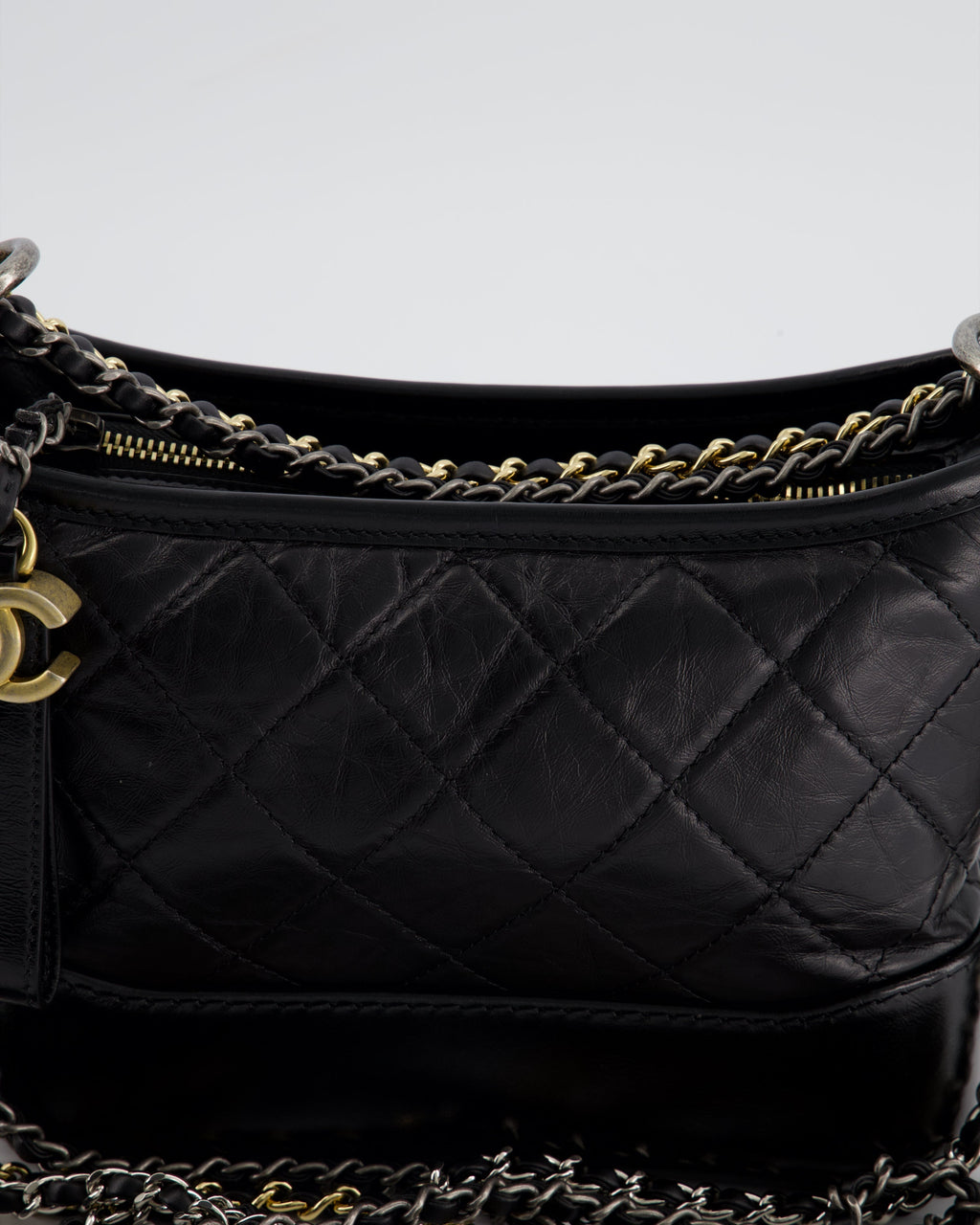 Chanel Black Small Gabrielle Bag in Lambskin Leather with Mixed Hardware