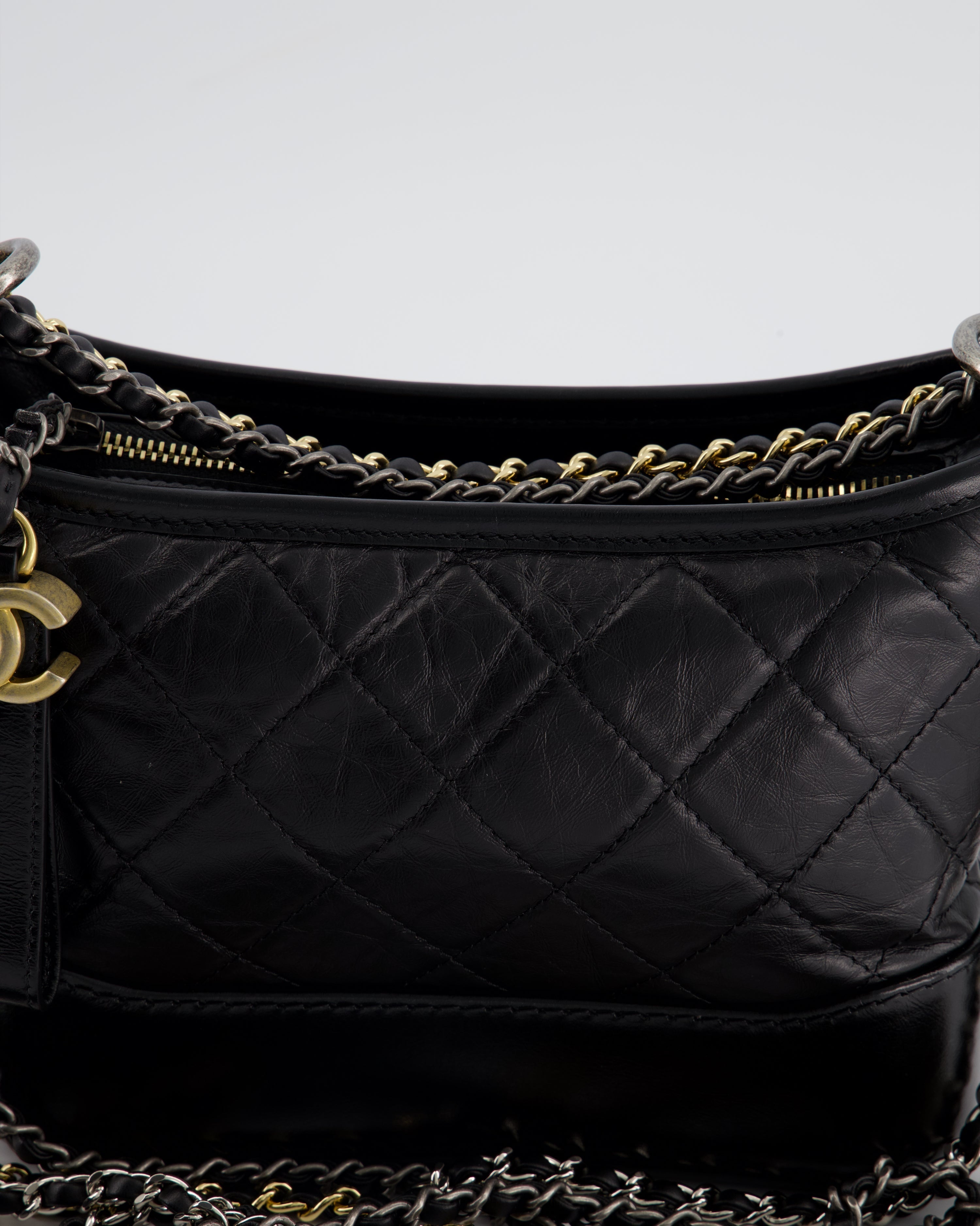 Chanel Black Small Gabrielle Bag in Lambskin Leather with Mixed Hardware