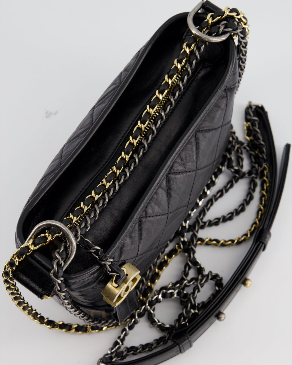 Chanel Black Small Gabrielle Bag in Lambskin Leather with Mixed Hardware