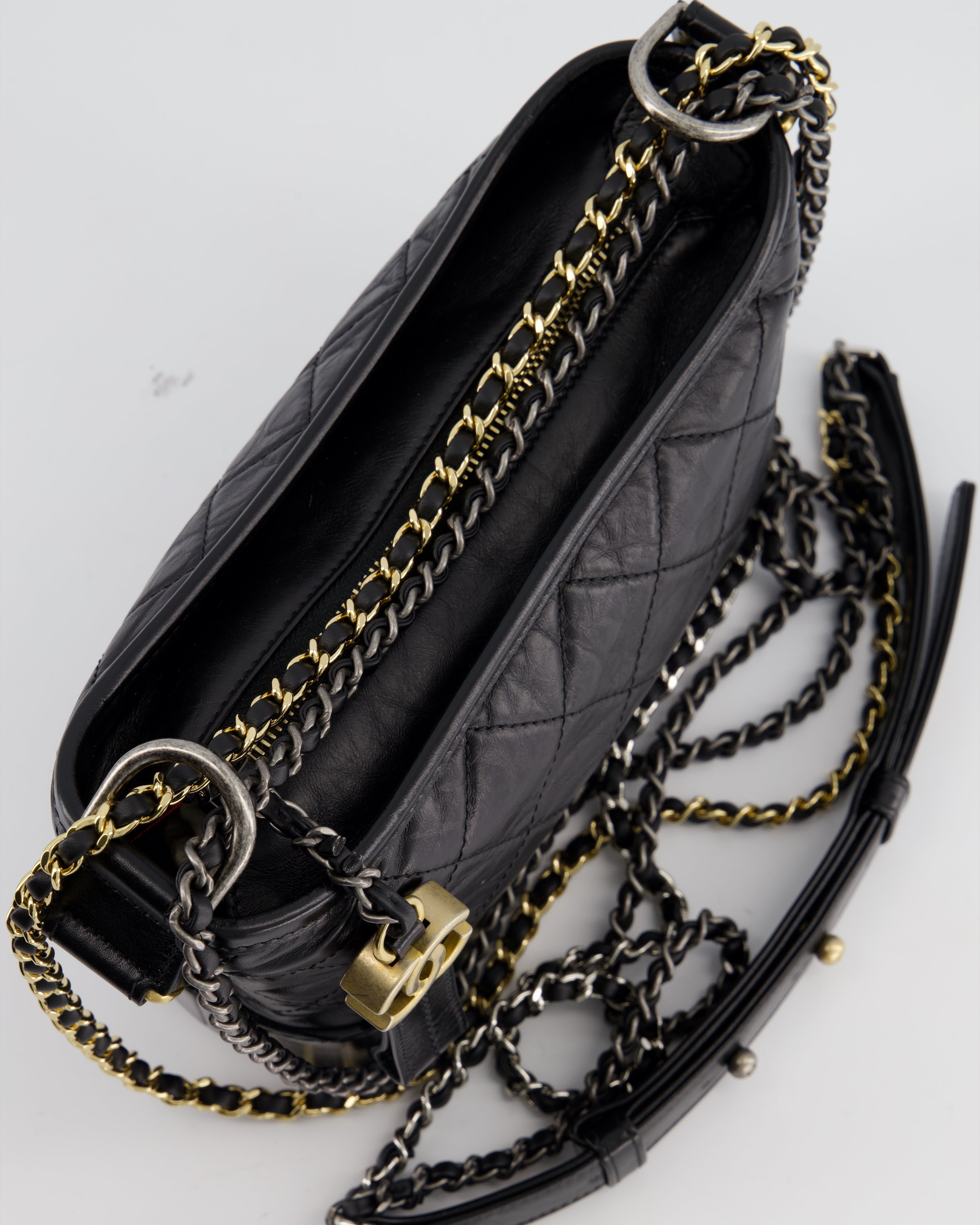 Chanel Black Small Gabrielle Bag in Lambskin Leather with Mixed Hardware