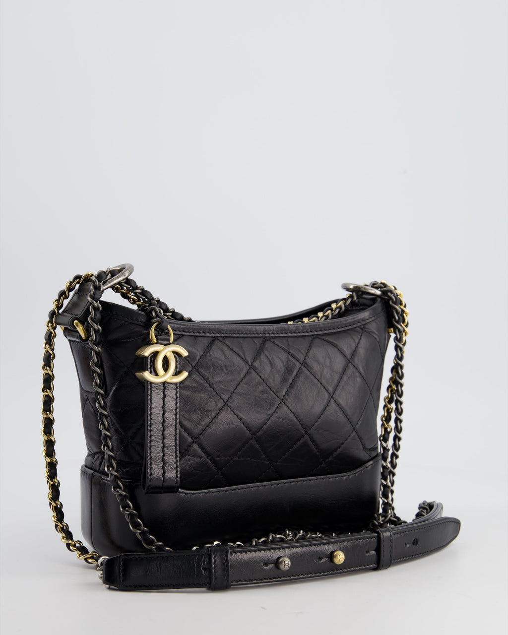 Chanel Black Small Gabrielle Bag in Lambskin Leather with Mixed Hardware