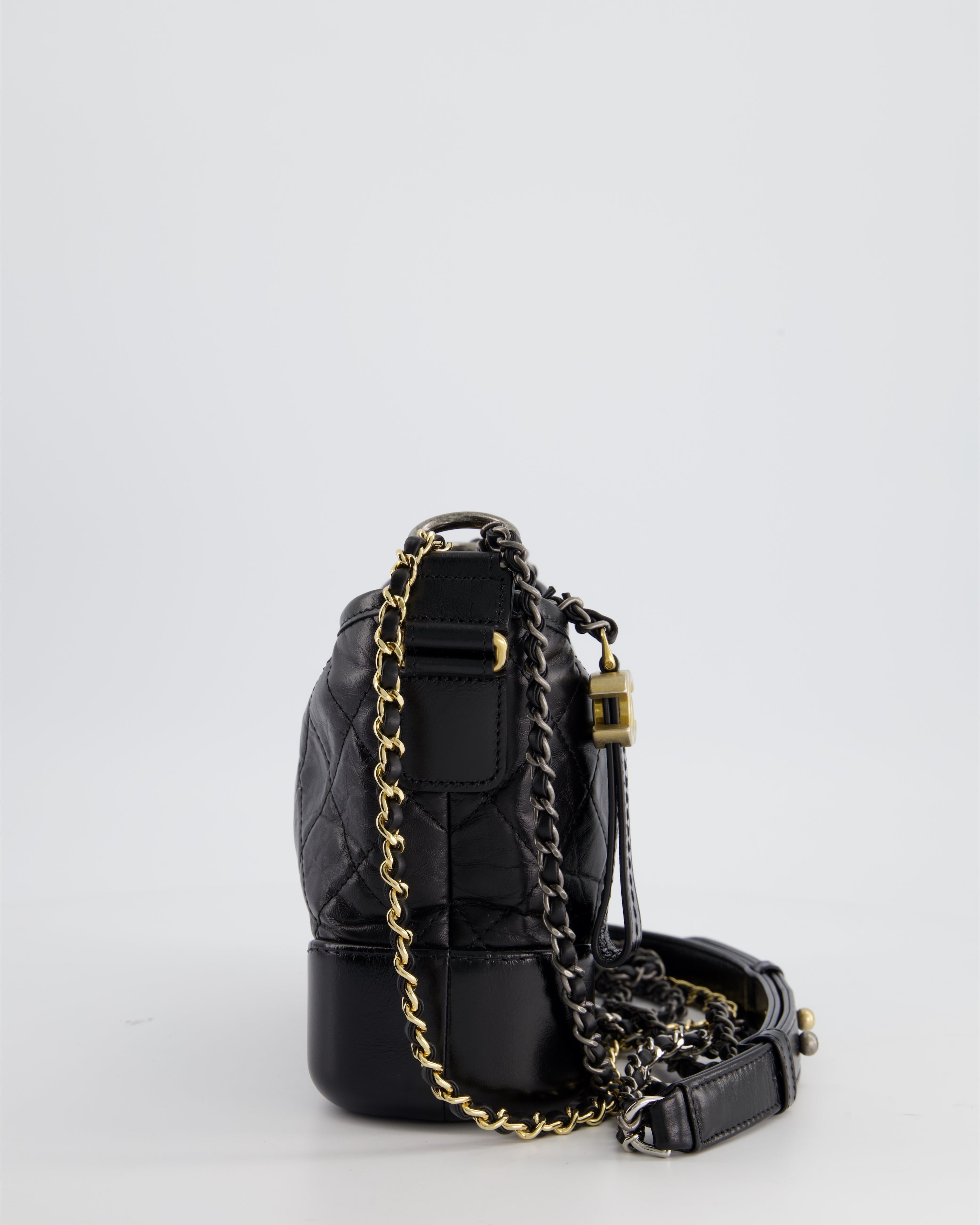 Chanel Black Small Gabrielle Bag in Lambskin Leather with Mixed Hardware