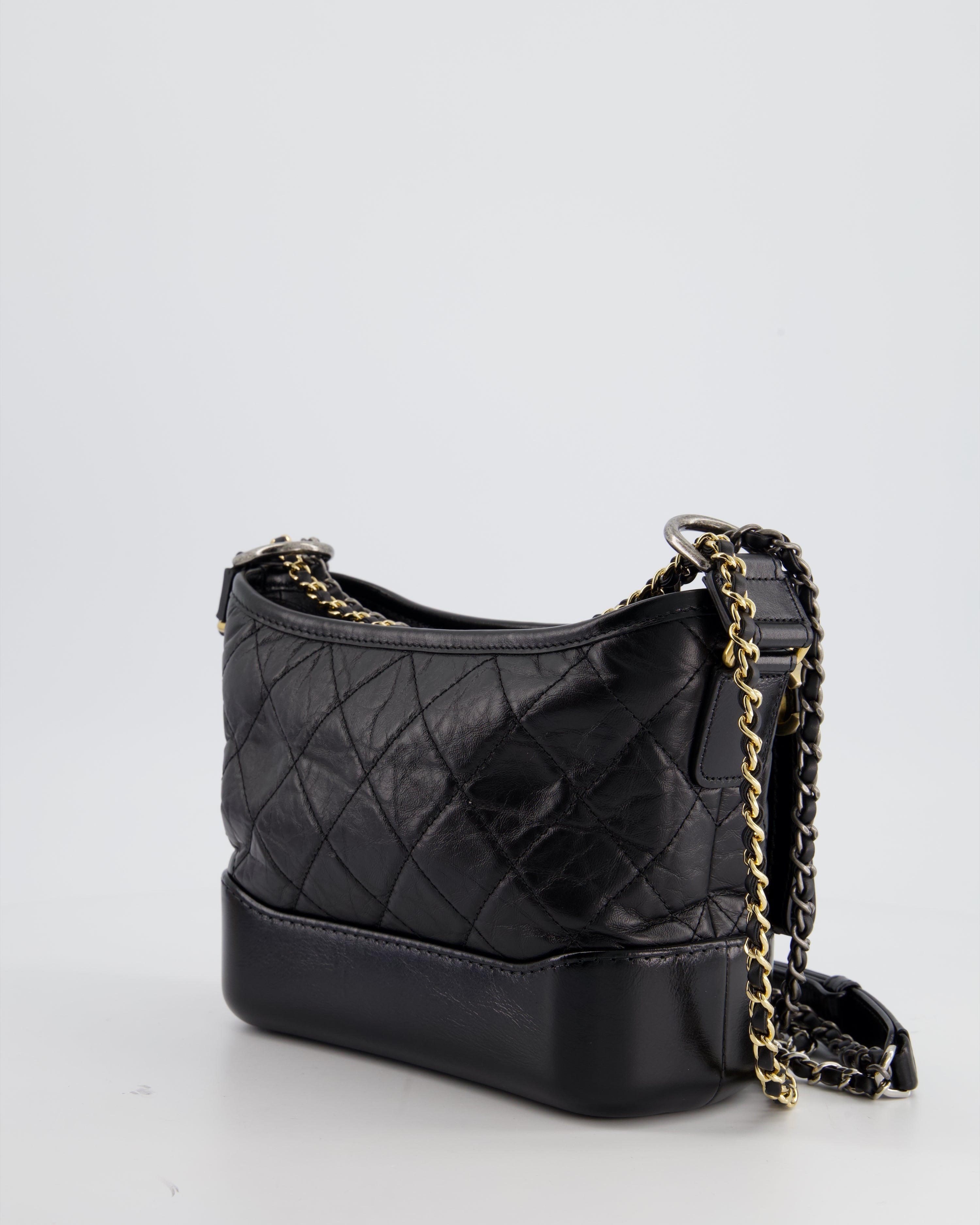 Chanel Black Small Gabrielle Bag in Lambskin Leather with Mixed Hardware