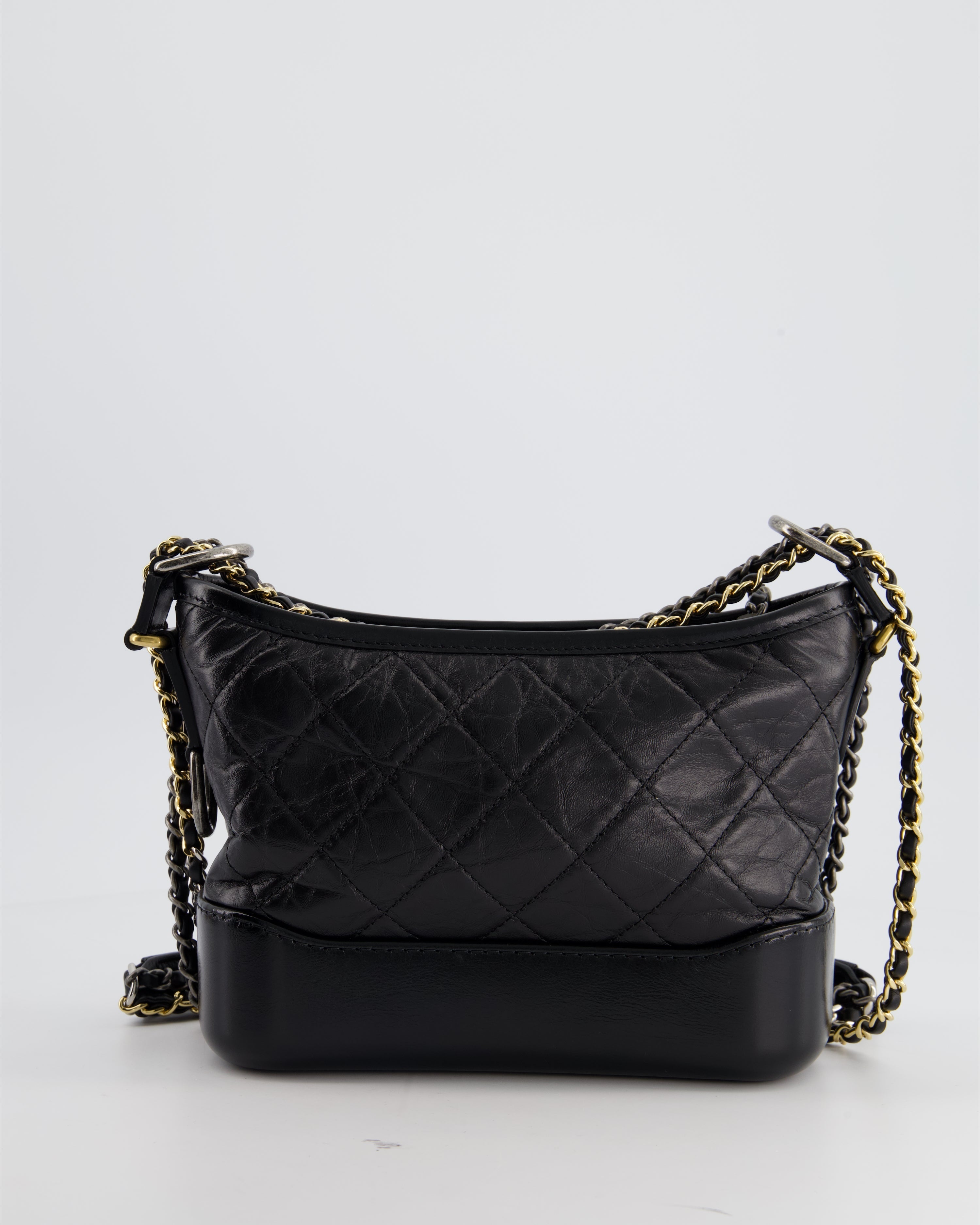 Chanel Black Small Gabrielle Bag in Lambskin Leather with Mixed Hardware