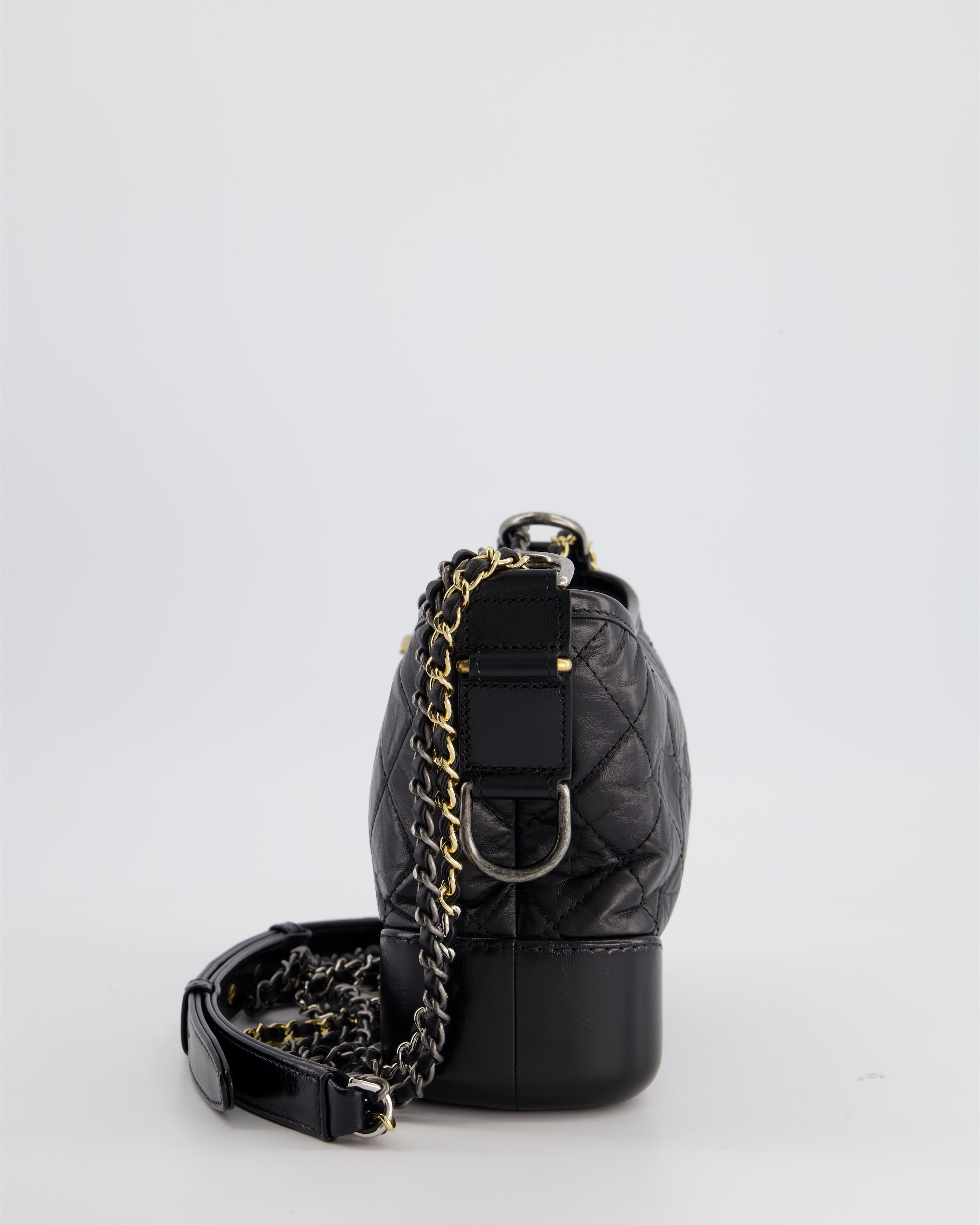 Chanel Black Small Gabrielle Bag in Lambskin Leather with Mixed Hardware