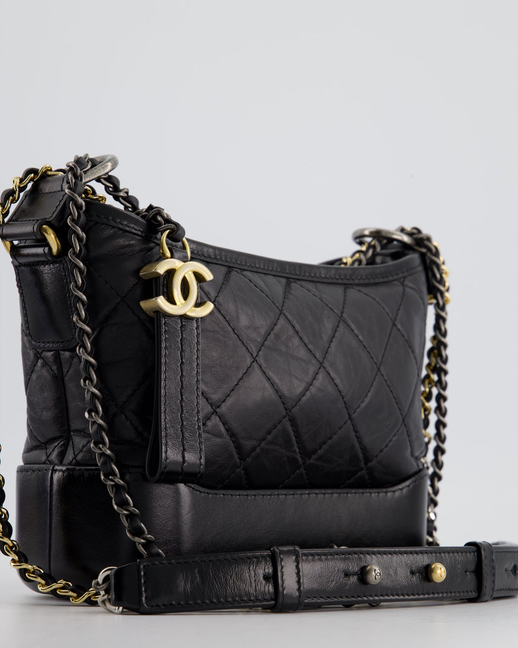 Chanel Black Small Gabrielle Bag in Lambskin Leather with Mixed Hardware