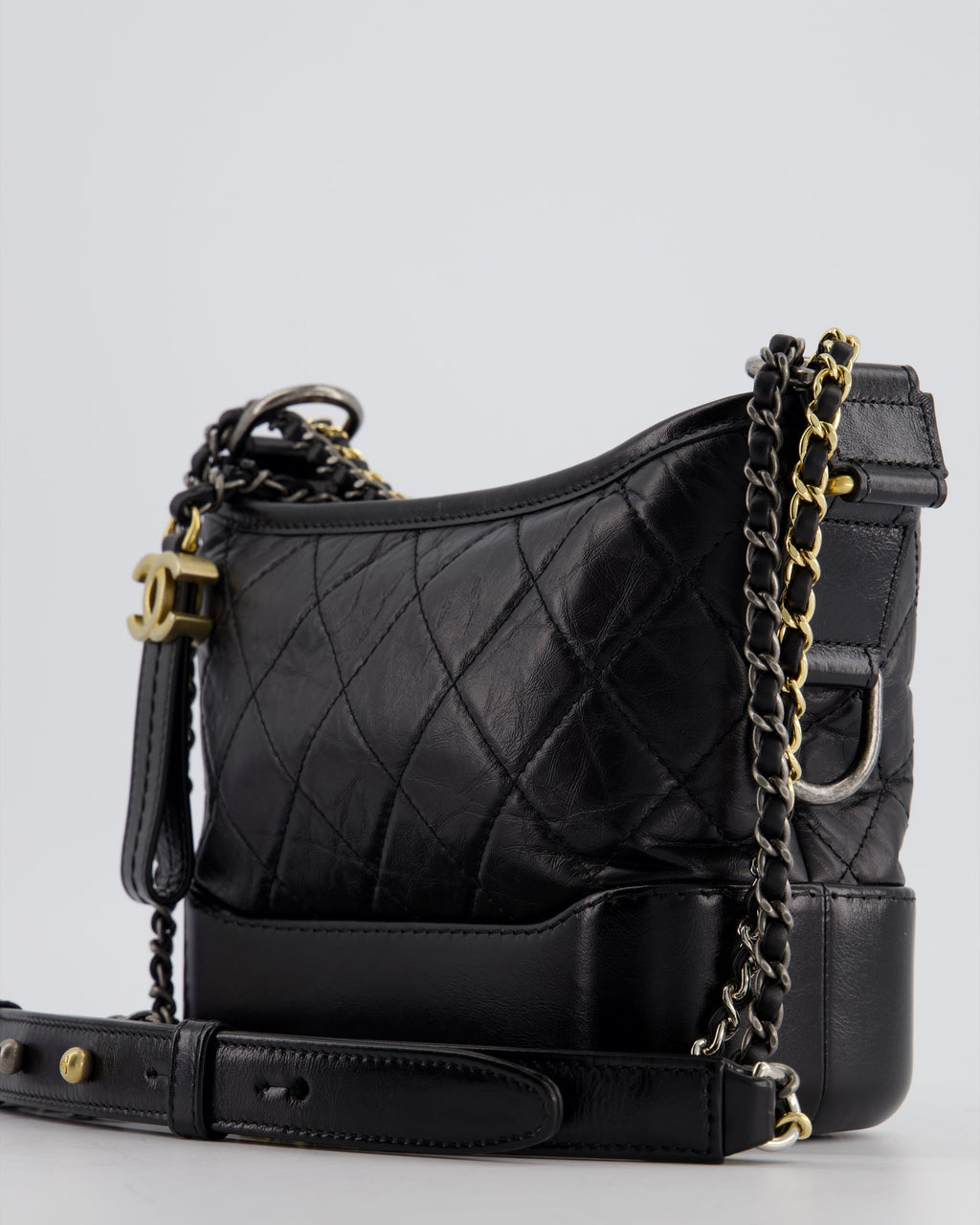 Chanel Black Small Gabrielle Bag in Lambskin Leather with Mixed Hardware