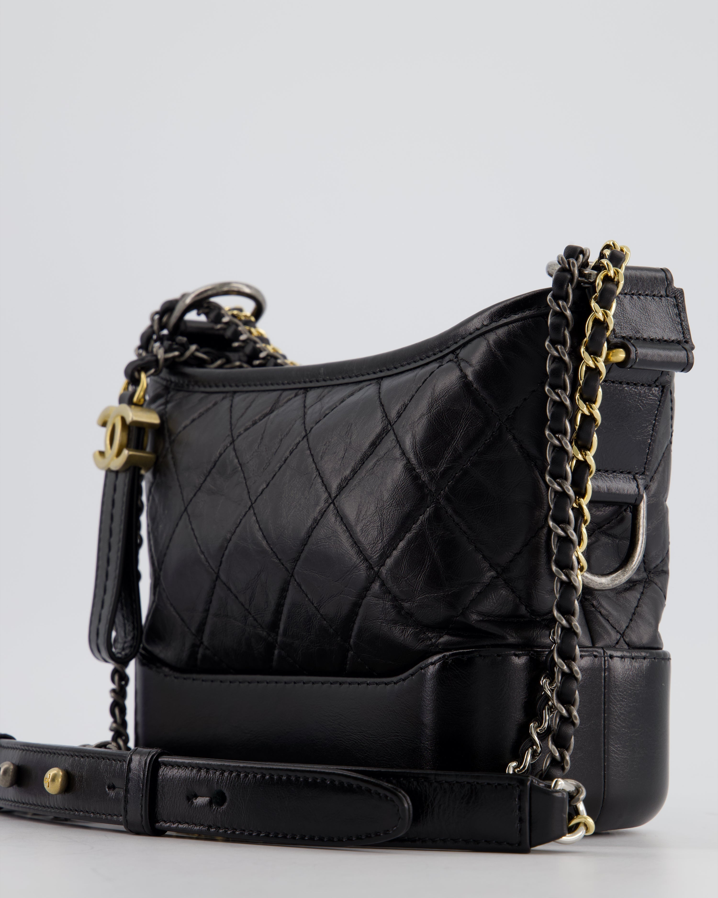 Chanel Black Small Gabrielle Bag in Lambskin Leather with Mixed Hardware
