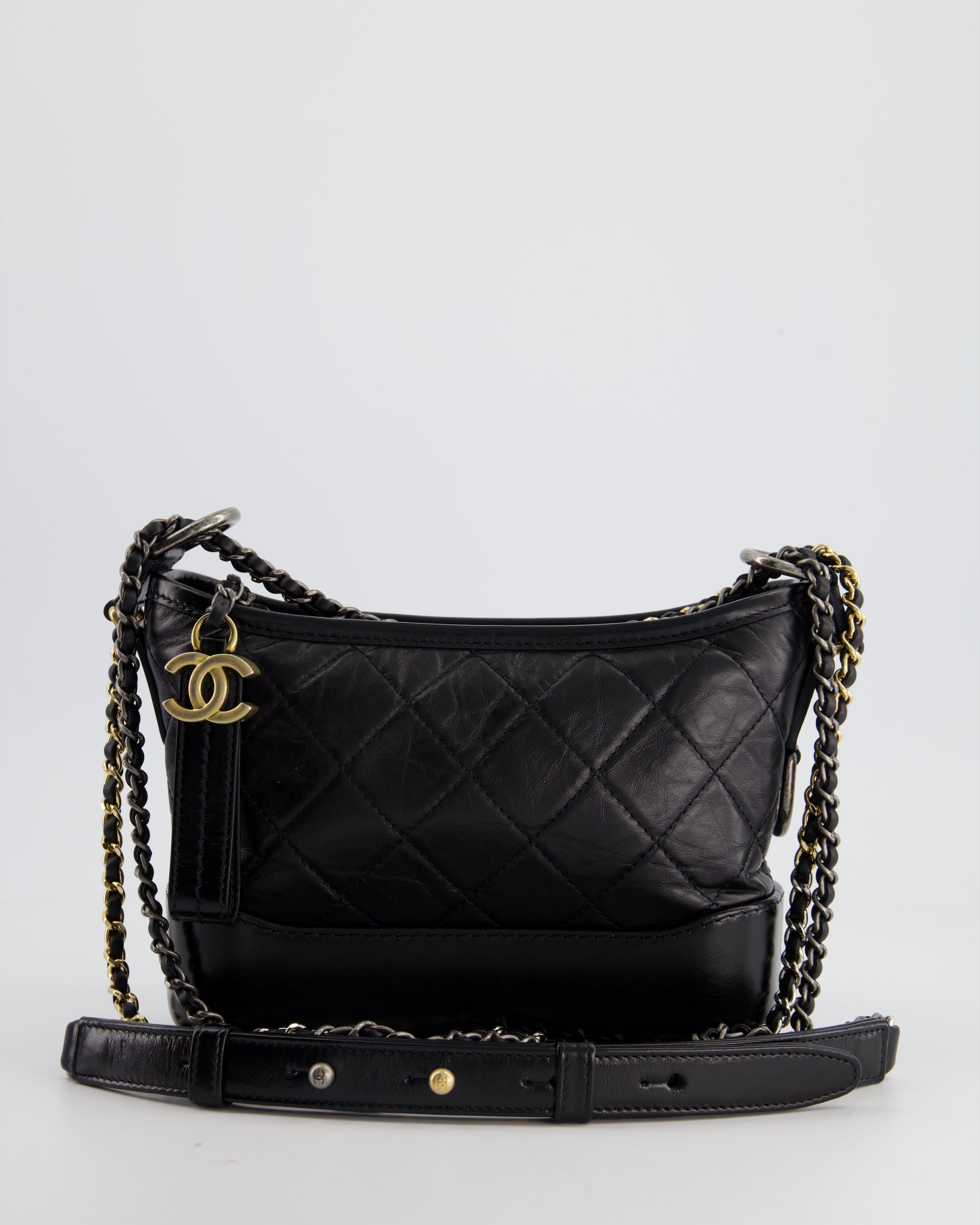 Chanel Black Small Gabrielle Bag in Lambskin Leather with Mixed Hardware