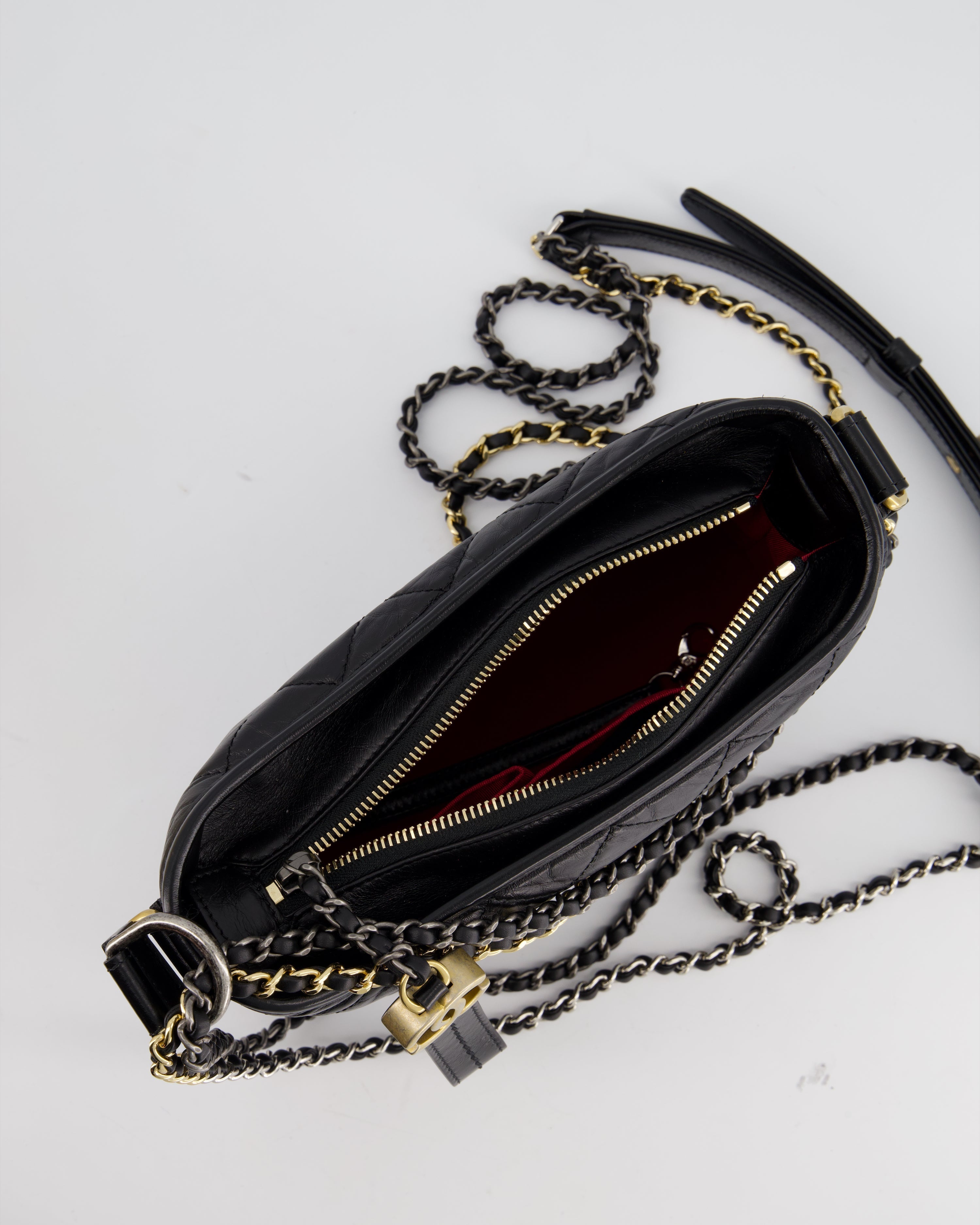 Chanel Black Small Gabrielle Bag in Lambskin Leather with Mixed Hardware