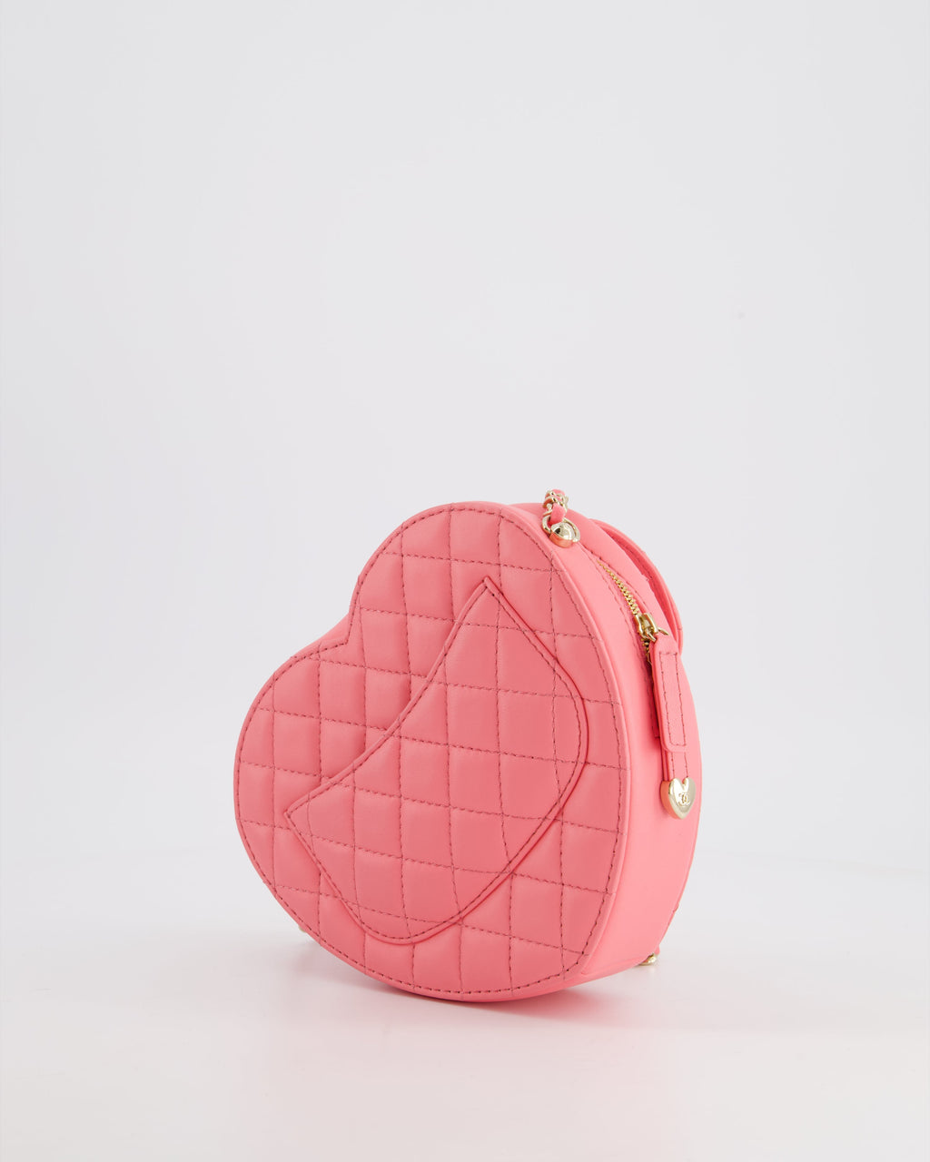 Chanel Coral Pink Medium Heart Bag with Chain and Champagne Gold Hardware