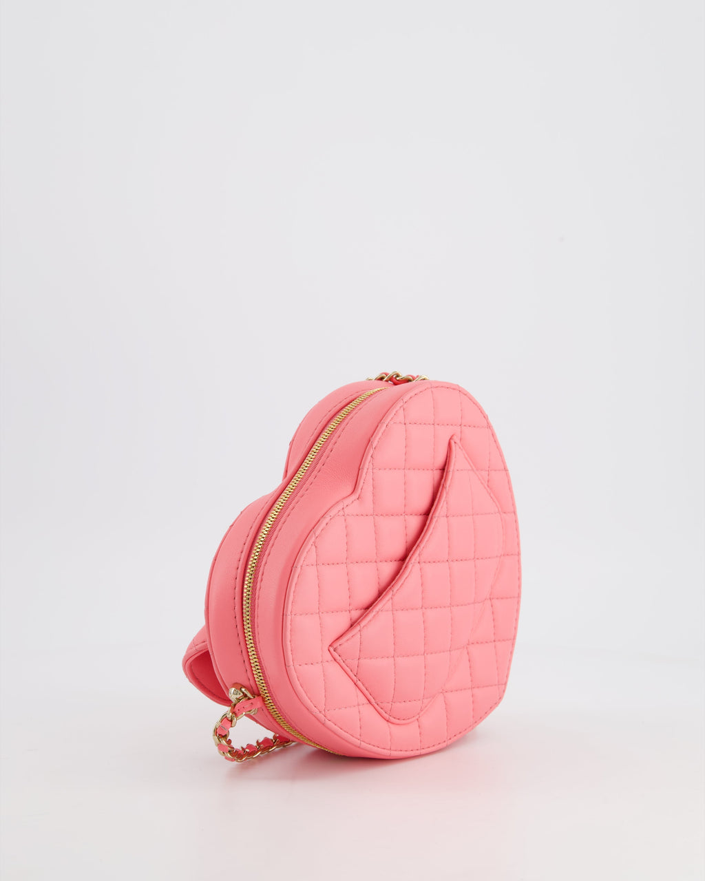 Chanel Coral Pink Medium Heart Bag with Chain and Champagne Gold Hardware