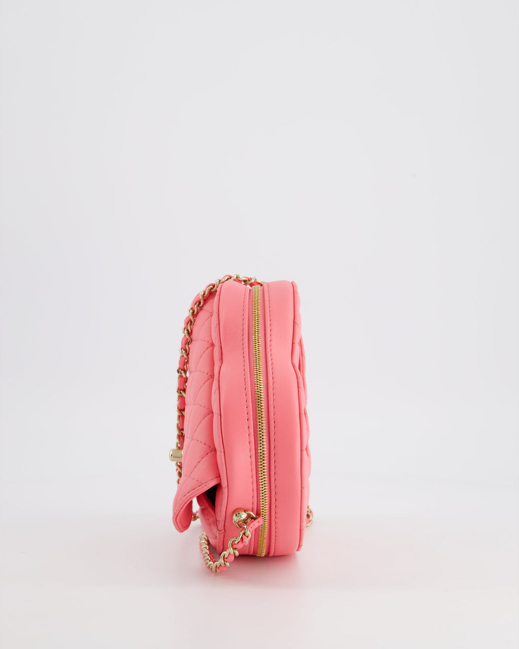 Chanel Coral Pink Medium Heart Bag with Chain and Champagne Gold Hardware