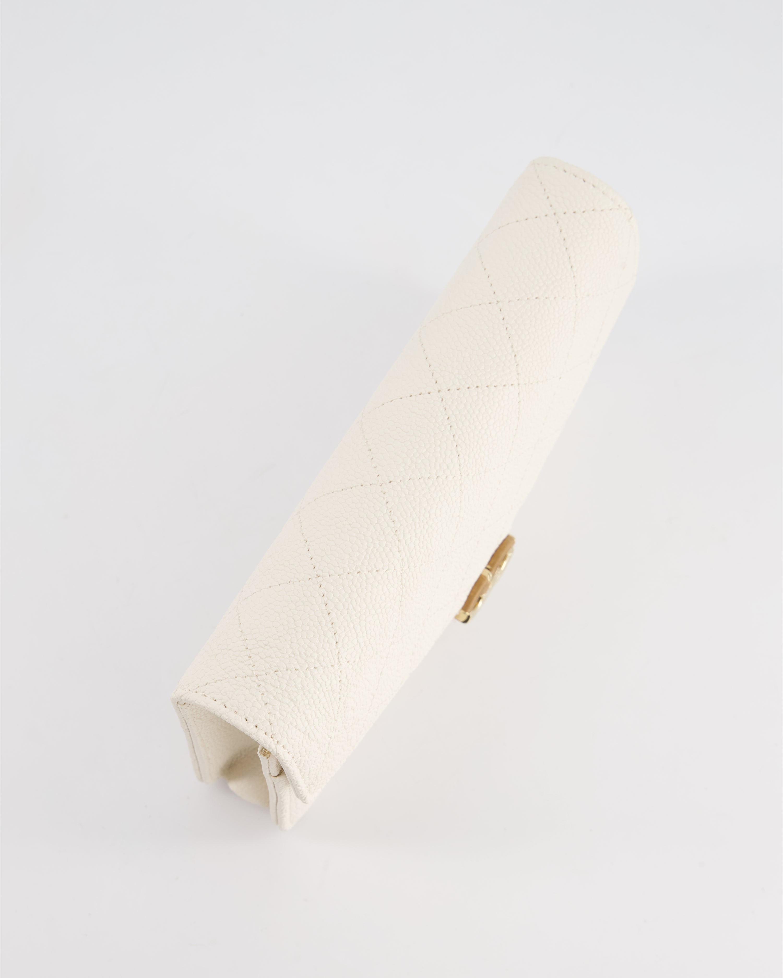 Chanel White Envelope Wallet on Chain Bag in Caviar Leather with Silver Hardware