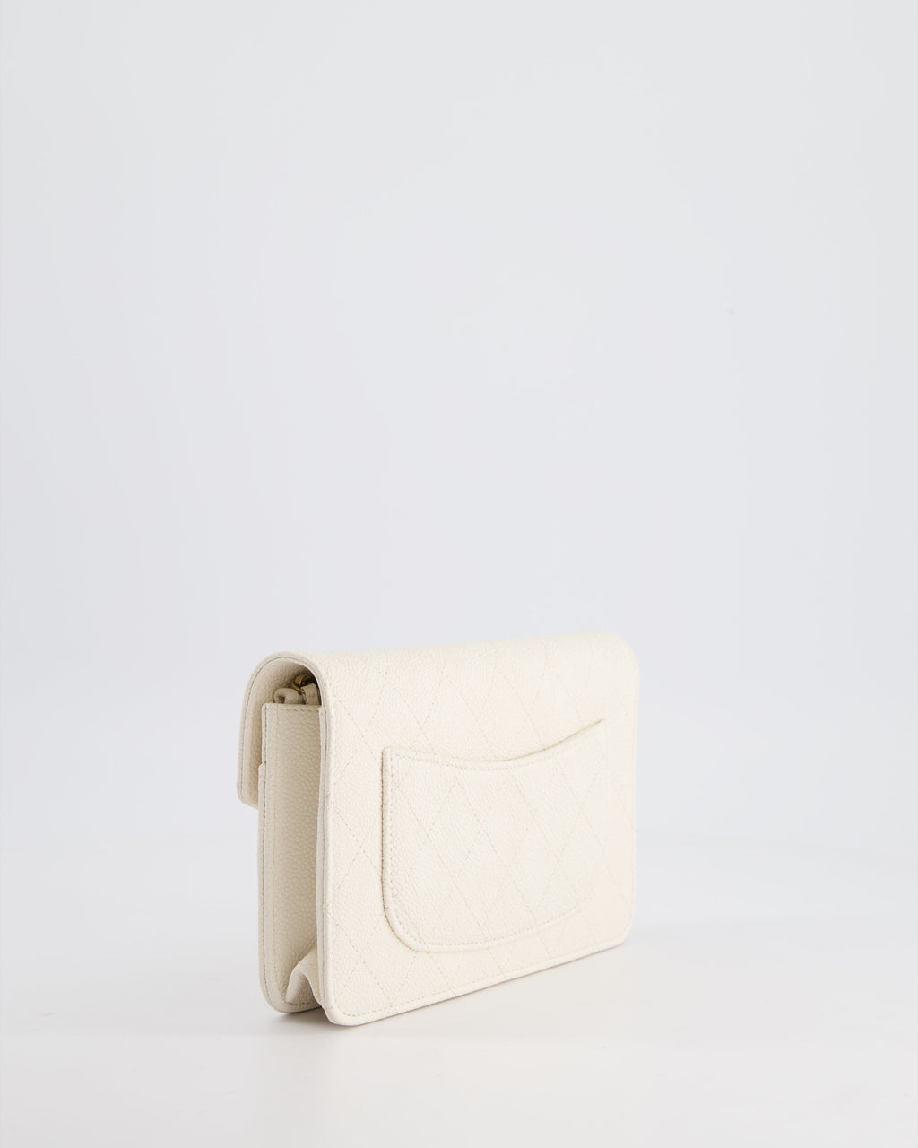 Chanel White Envelope Wallet on Chain Bag in Caviar Leather with Silver Hardware
