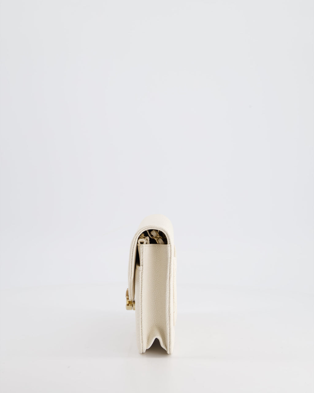 Chanel White Envelope Wallet on Chain Bag in Caviar Leather with Silver Hardware