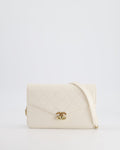 Chanel White Envelope Wallet on Chain Bag in Caviar Leather with Silver Hardware