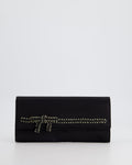 Gucci Black Rectangular Satin Clutch Bag with Embellished Bow Detail