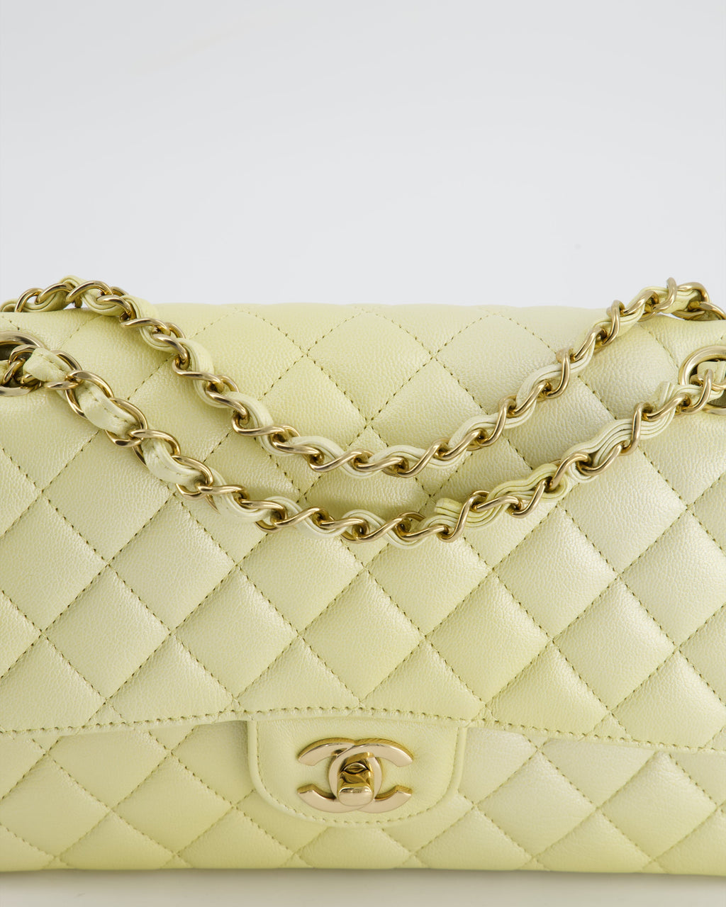 Chanel Lemon Sobert Shimmer Medium Classic Double Flap Bag in Iridescent Calfskin Gold Hardware  RRP £8,530